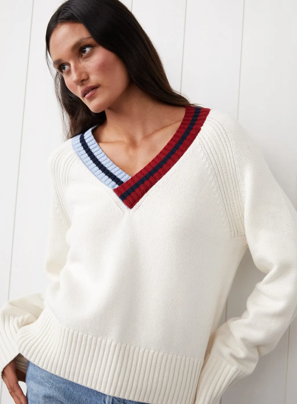 Raglan V-Neck Sweater in Cream sold by Stateside product image thumbnail 4