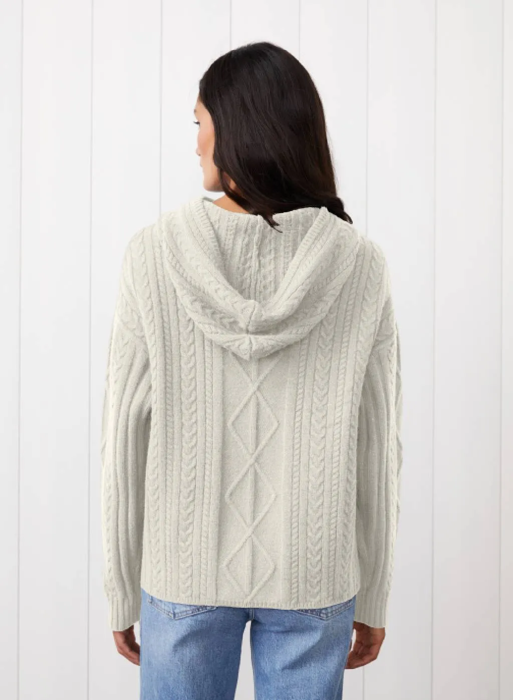 Cable Knit Hood Sweater in Cream sold by Stateside product image thumbnail 3