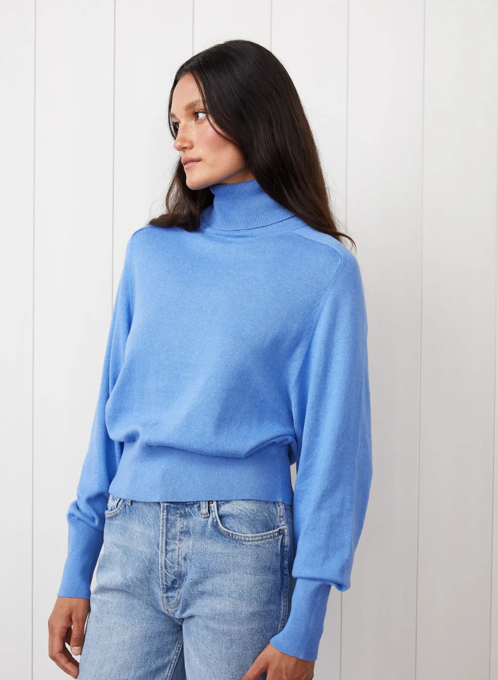 Saddles Shoulder Sweater in Clear Sky sold by Stateside product image thumbnail 3