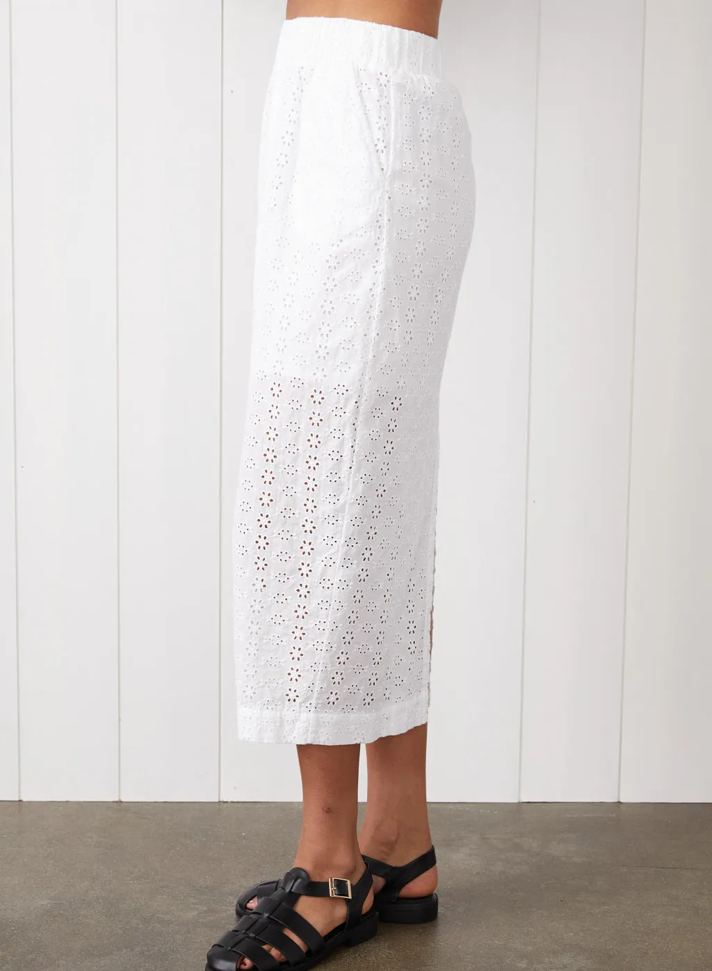 Eyelit Midi Skirt in White sold by Stateside product image thumbnail 2