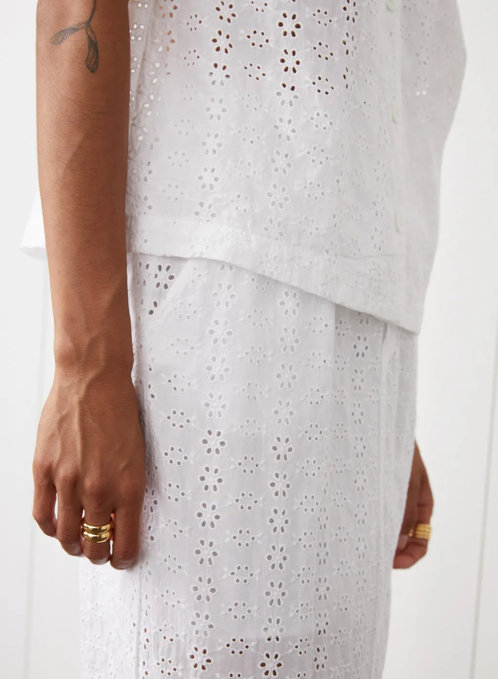 Eyelit Midi Skirt in White sold by Stateside product image thumbnail 4