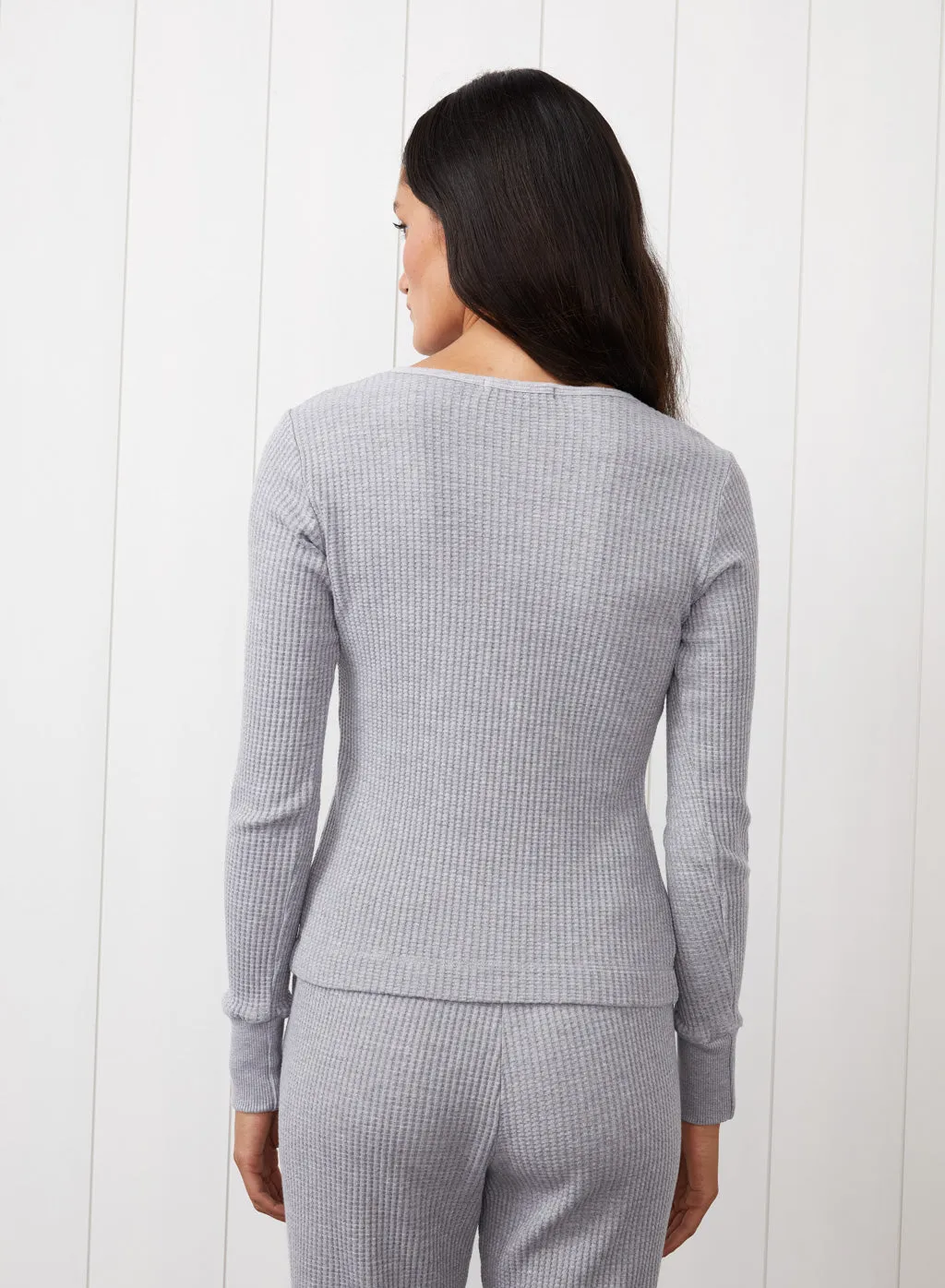 Luxe Thermal Henley in Heather Grey sold by Stateside product image thumbnail 4