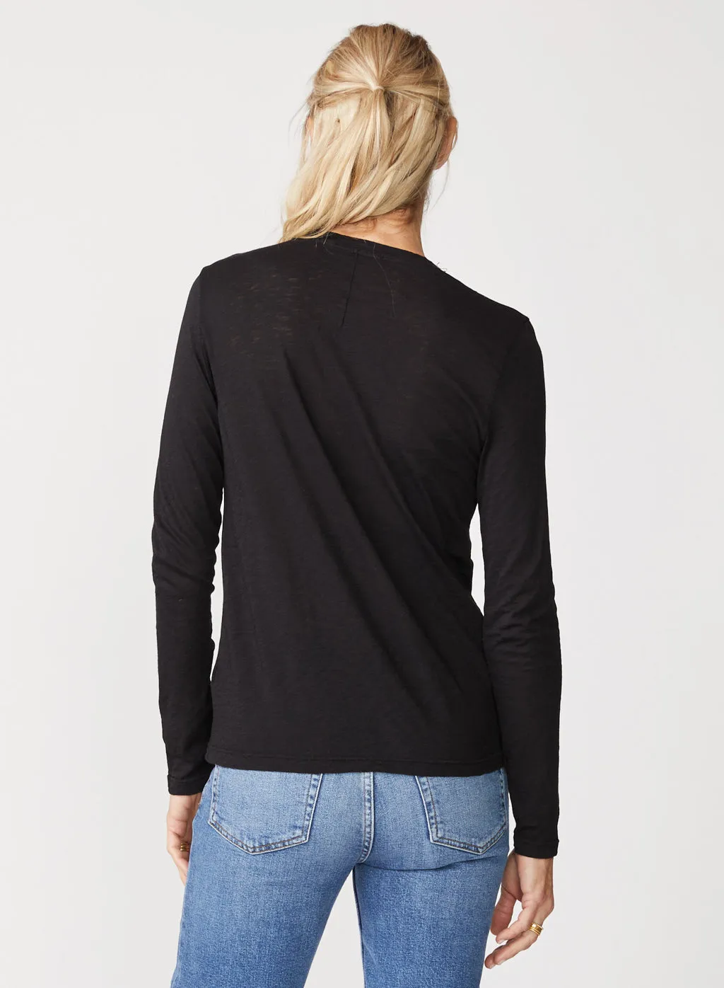 Supima Slub Jersey Long Sleeve Crew in Black sold by Stateside product image thumbnail 3