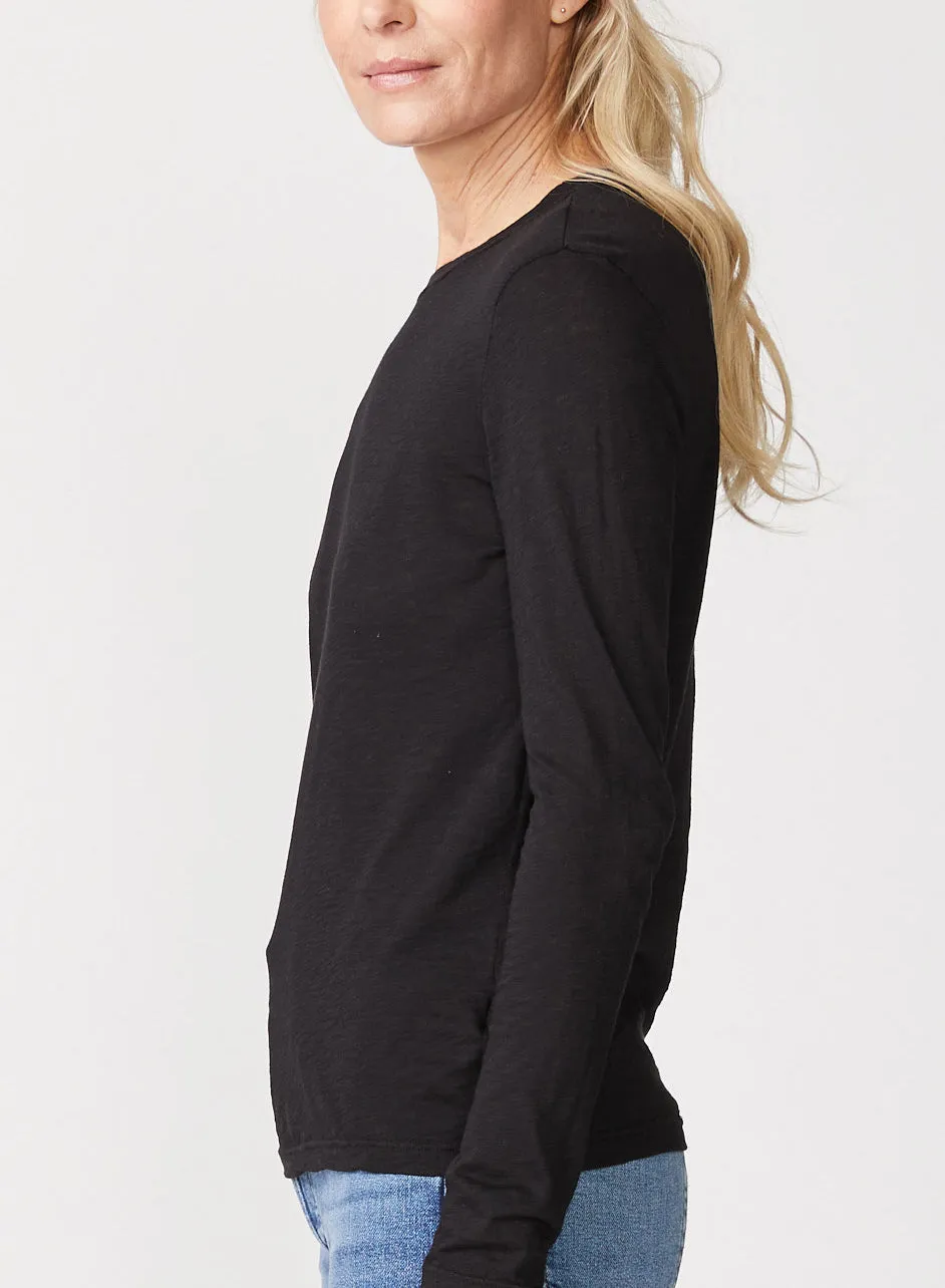 Supima Slub Jersey Long Sleeve Crew in Black sold by Stateside product image thumbnail 4
