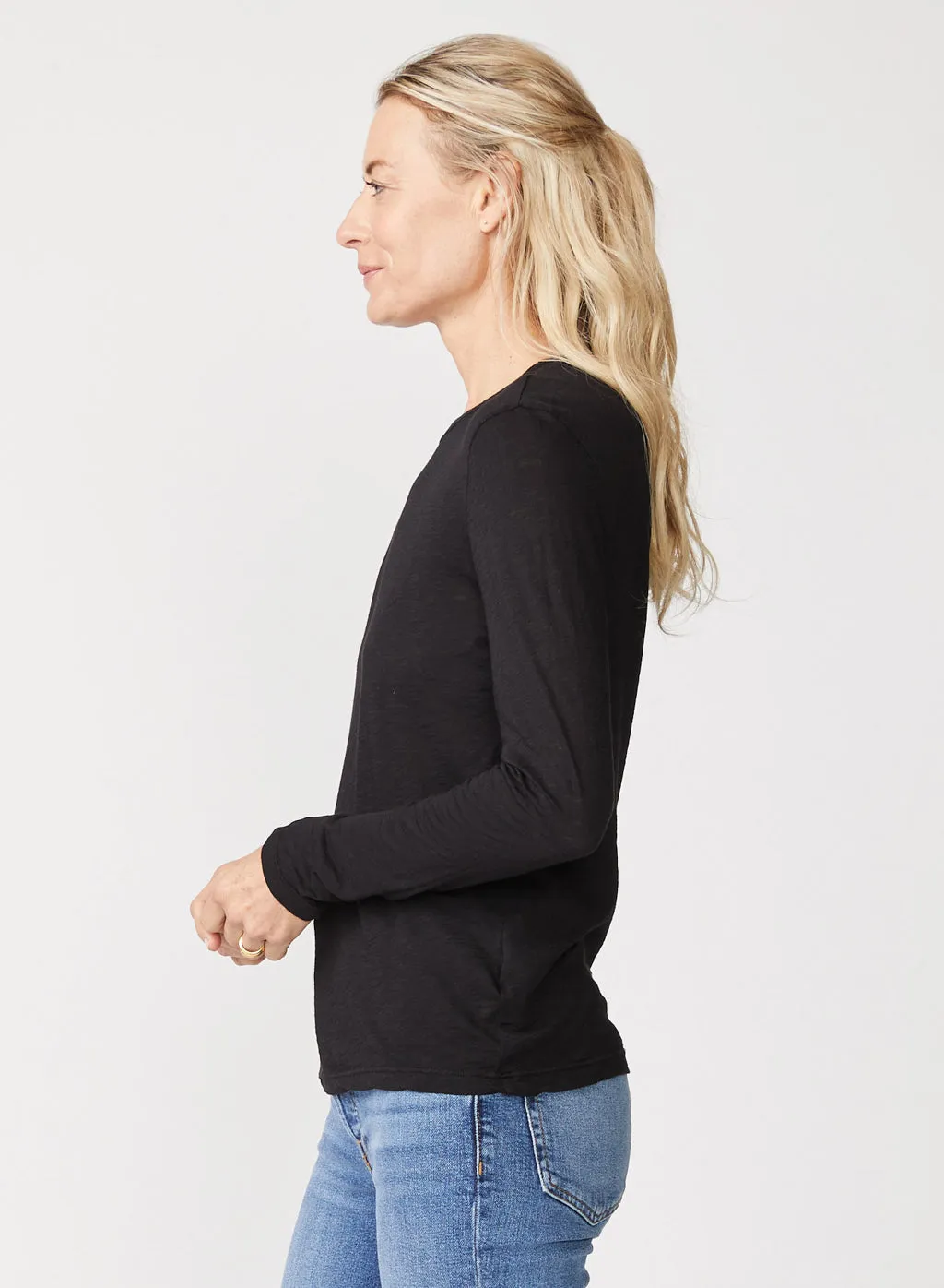 Supima Slub Jersey Long Sleeve Crew in Black sold by Stateside product image thumbnail 2