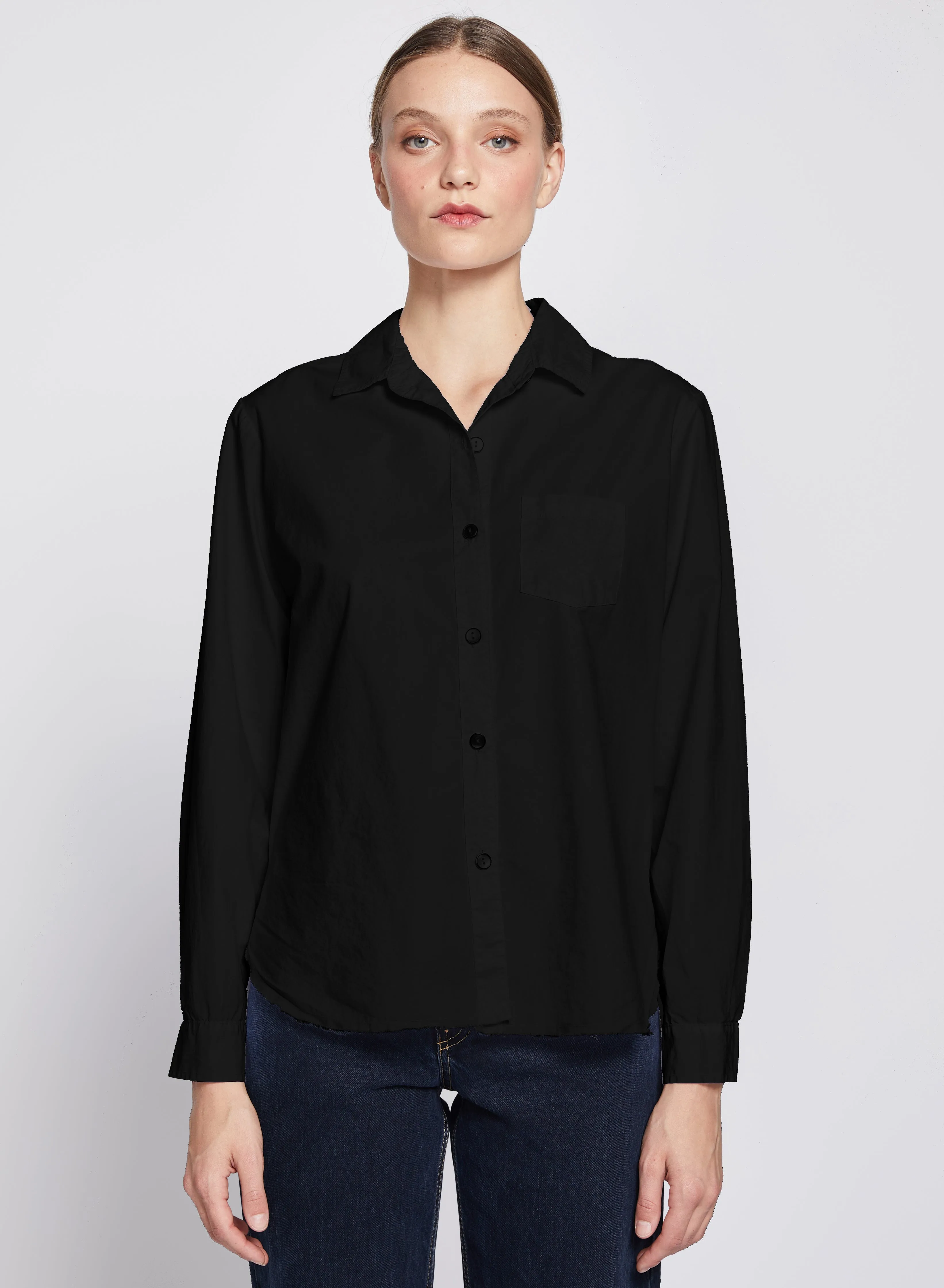 Fine Poplin Classic Shirt in Black sold by Stateside