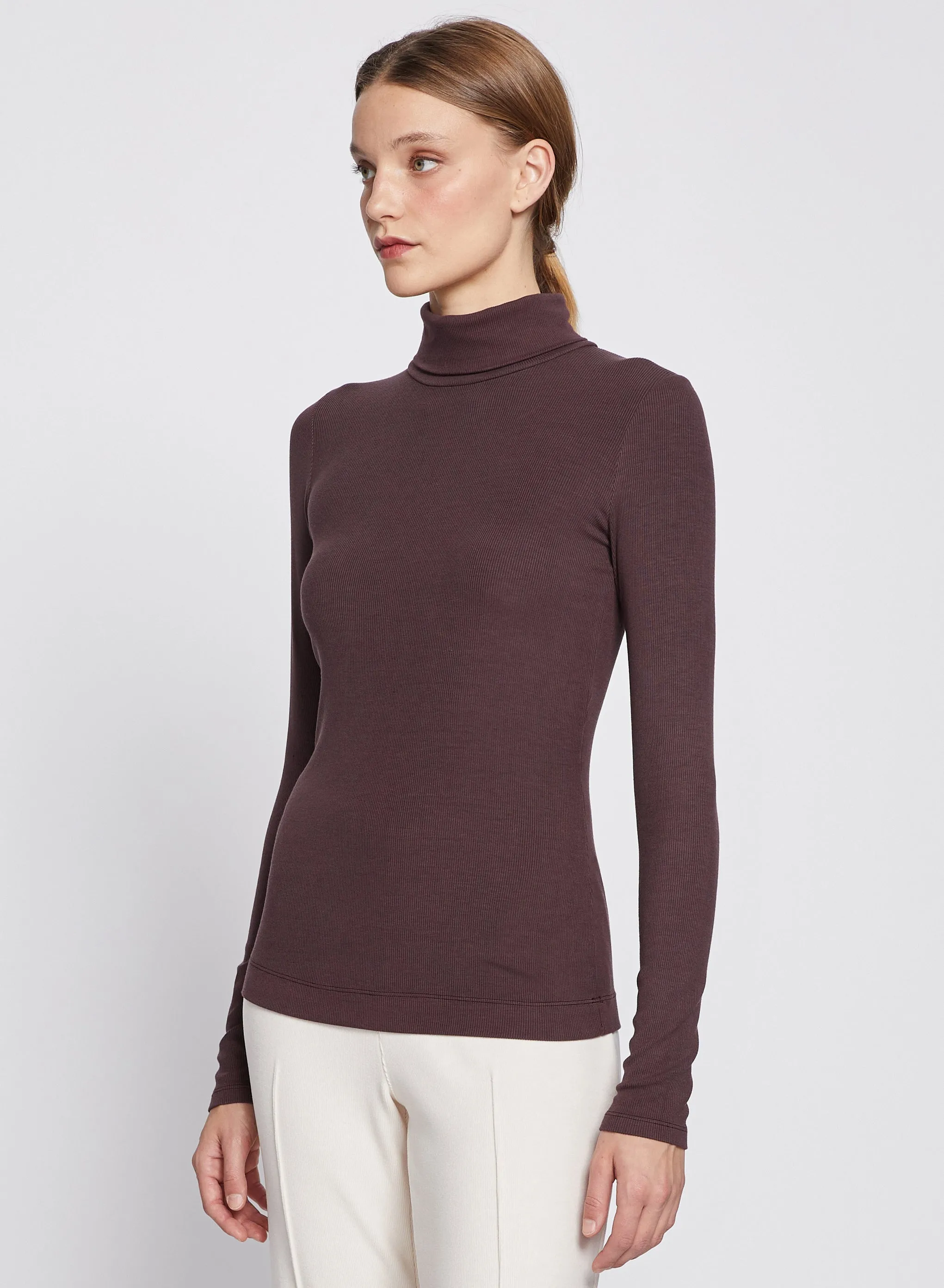 2x1 Fine Rib Long Sleeve Turtleneck in Espresso sold by Stateside product image thumbnail 2