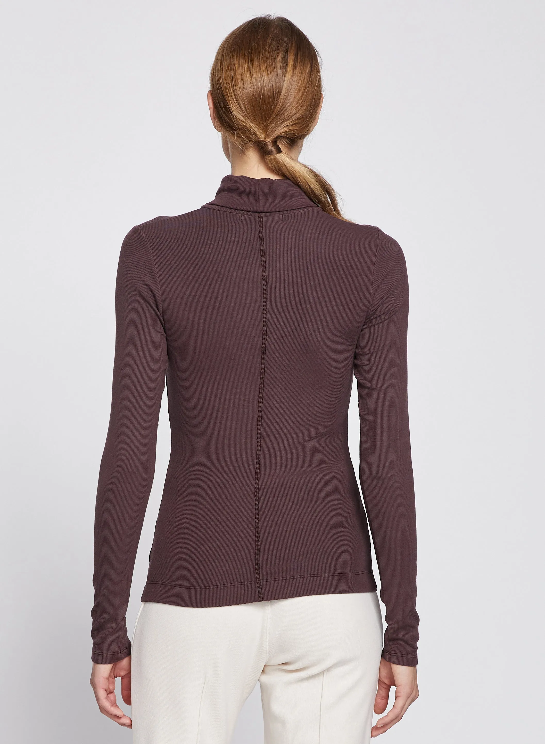 2x1 Fine Rib Long Sleeve Turtleneck in Espresso sold by Stateside product image thumbnail 4