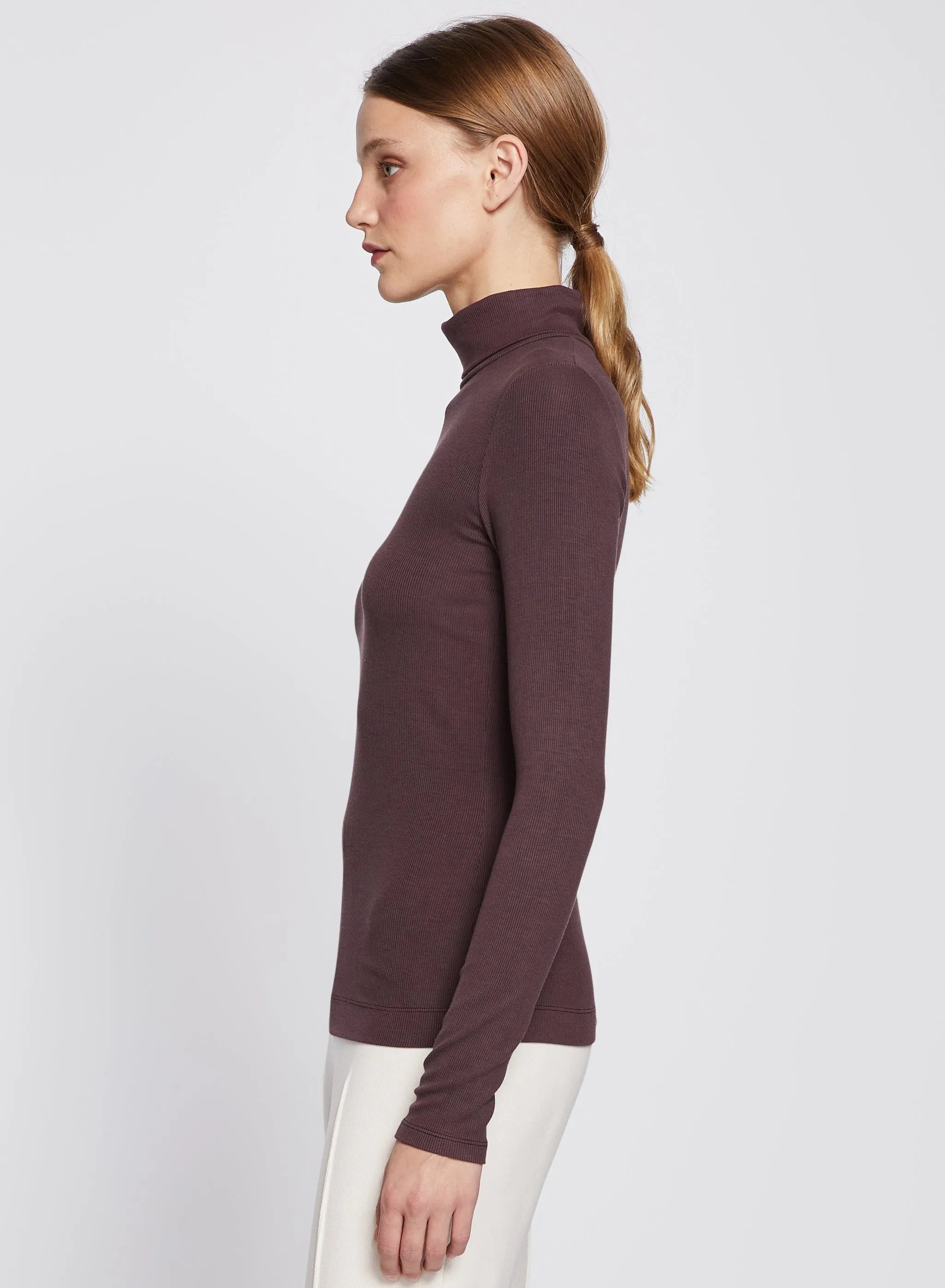 2x1 Fine Rib Long Sleeve Turtleneck in Espresso sold by Stateside product image thumbnail 3