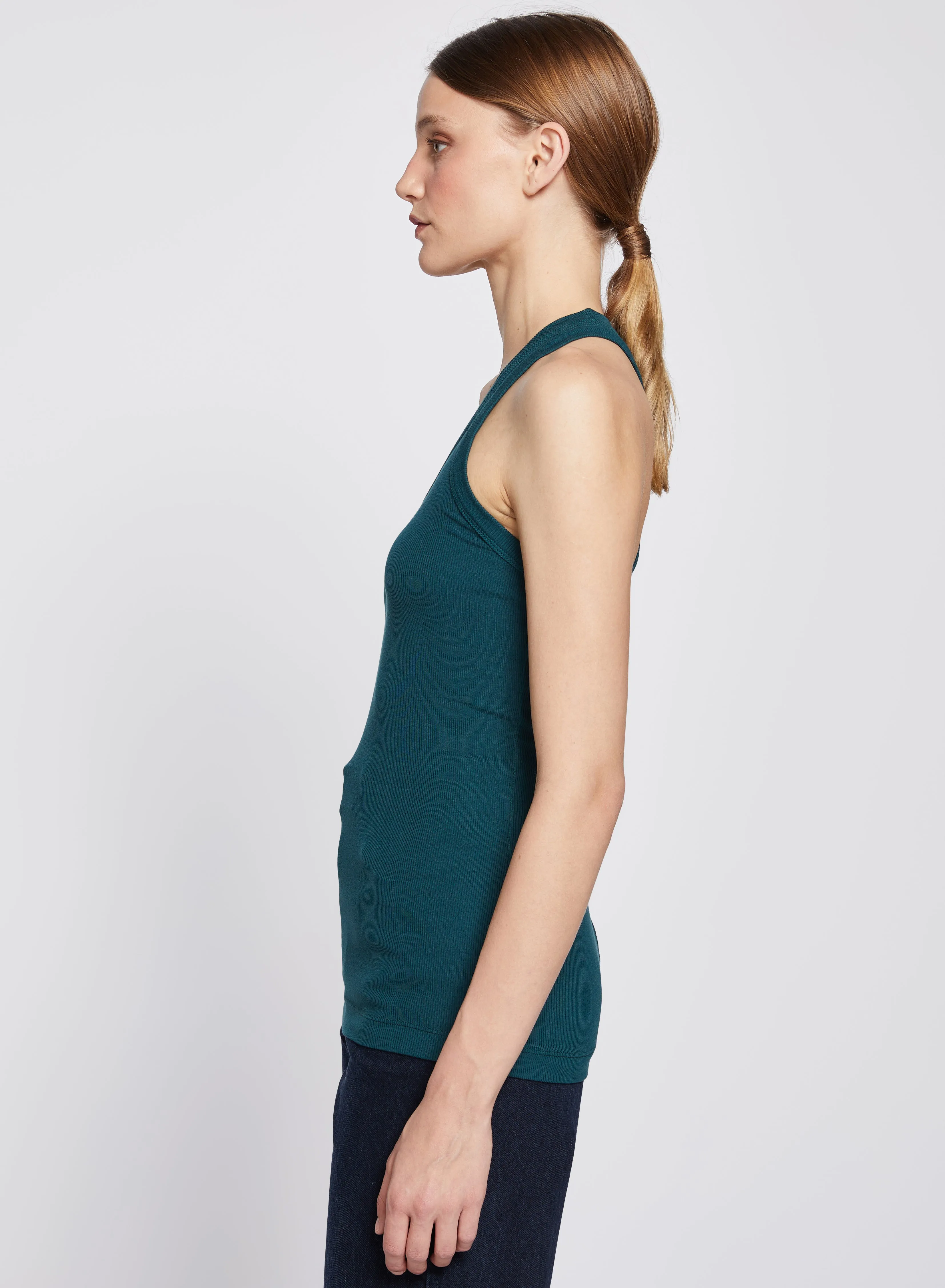 2x1 Fine Rib Scoop Neck Racerback Tank in Evergreen sold by Stateside product image thumbnail 3
