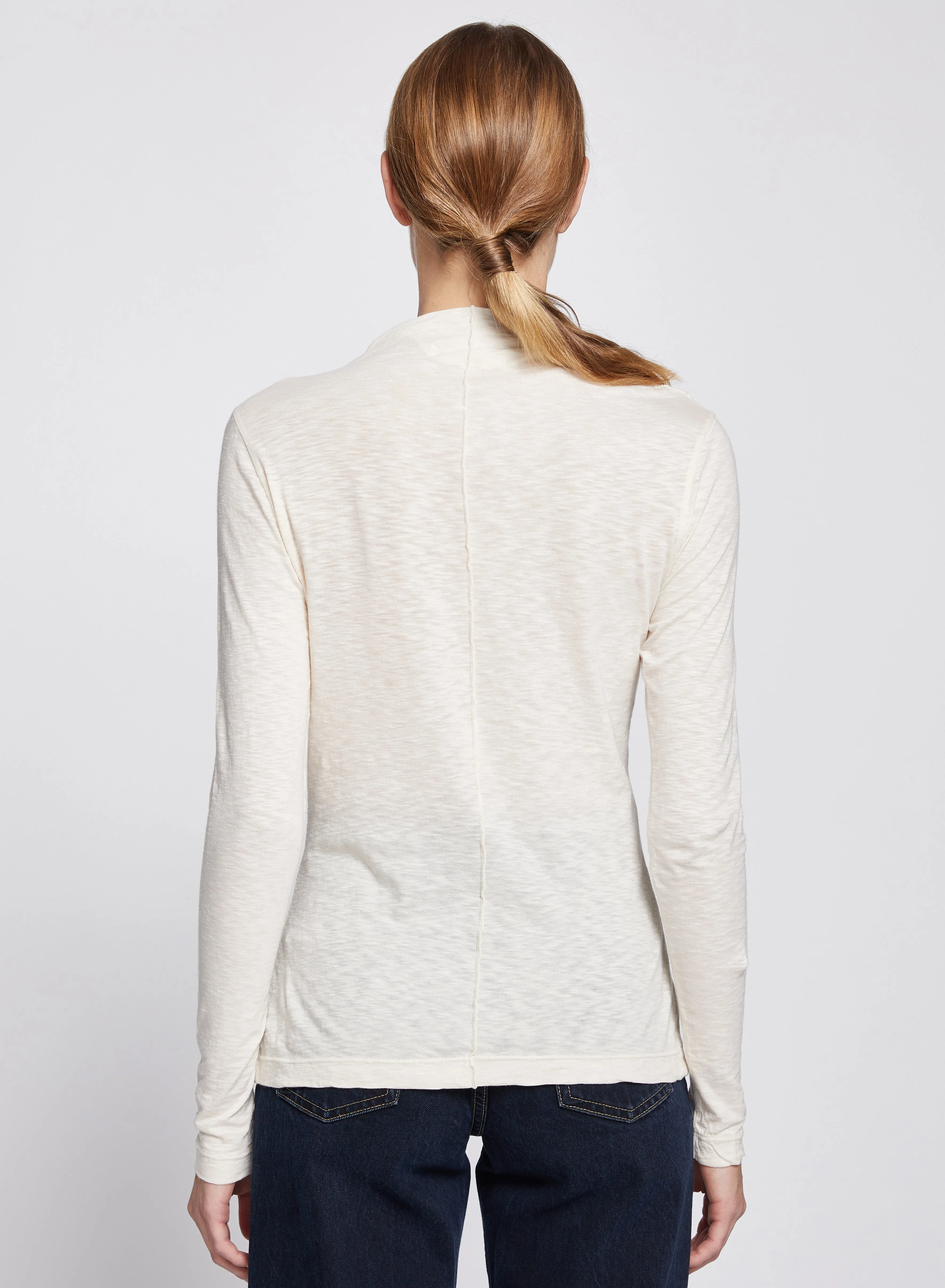 Asymmetric Neck Long Sleeve Top in Cream sold by Stateside product image thumbnail 4