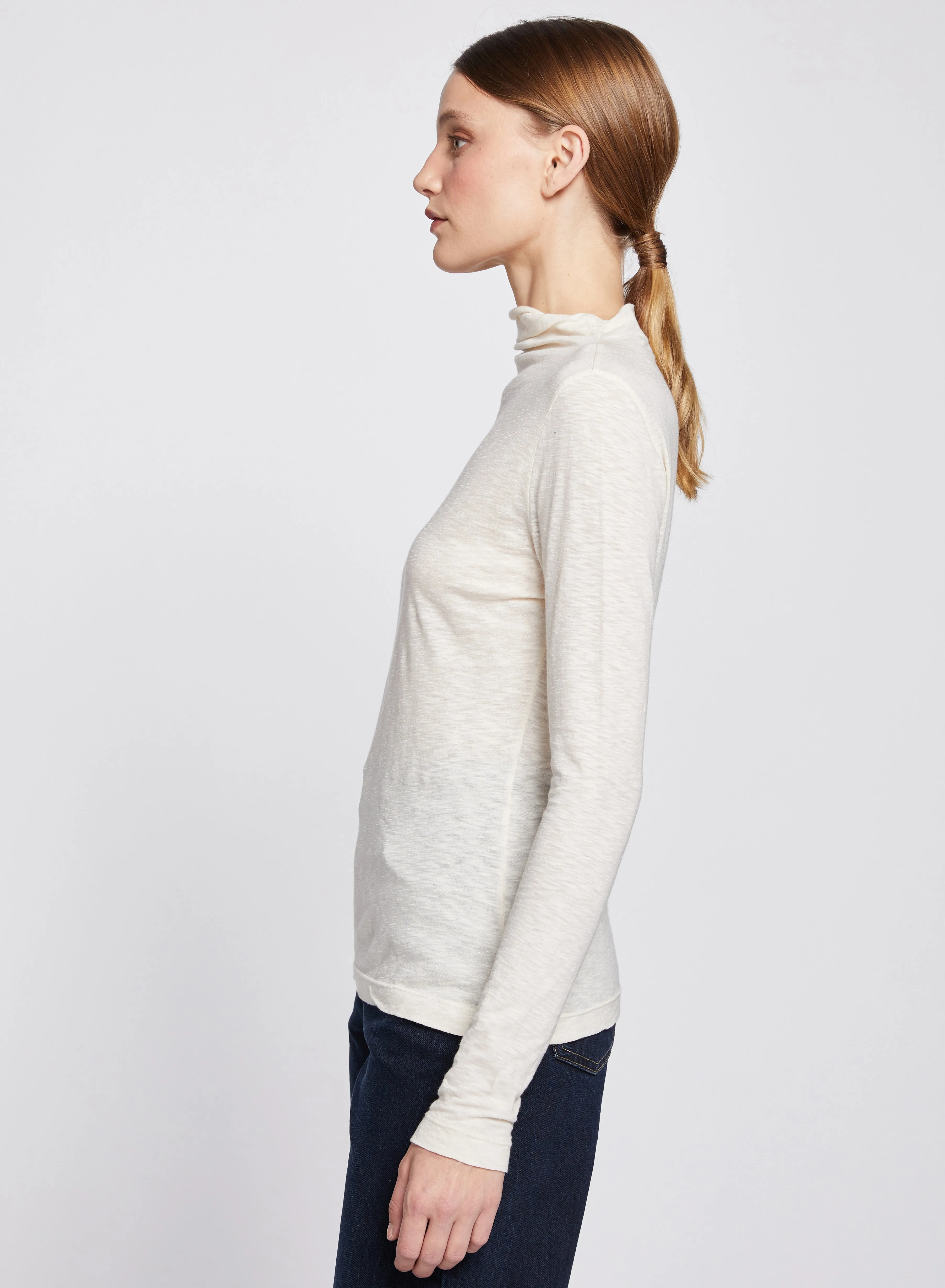 Asymmetric Neck Long Sleeve Top in Cream sold by Stateside product image thumbnail 3