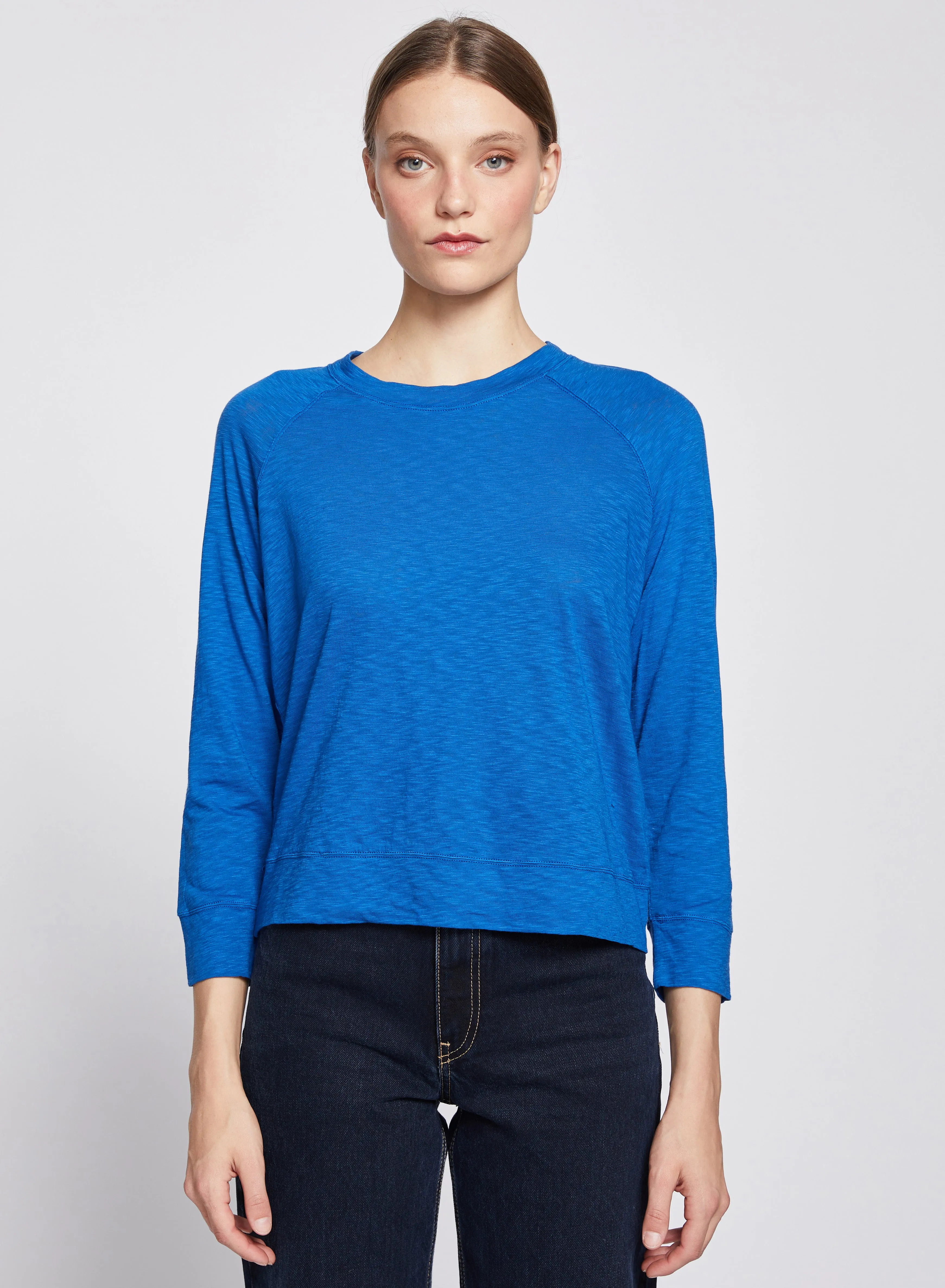 Supima Slub Sweatshirt Tee in True Blue sold by Stateside