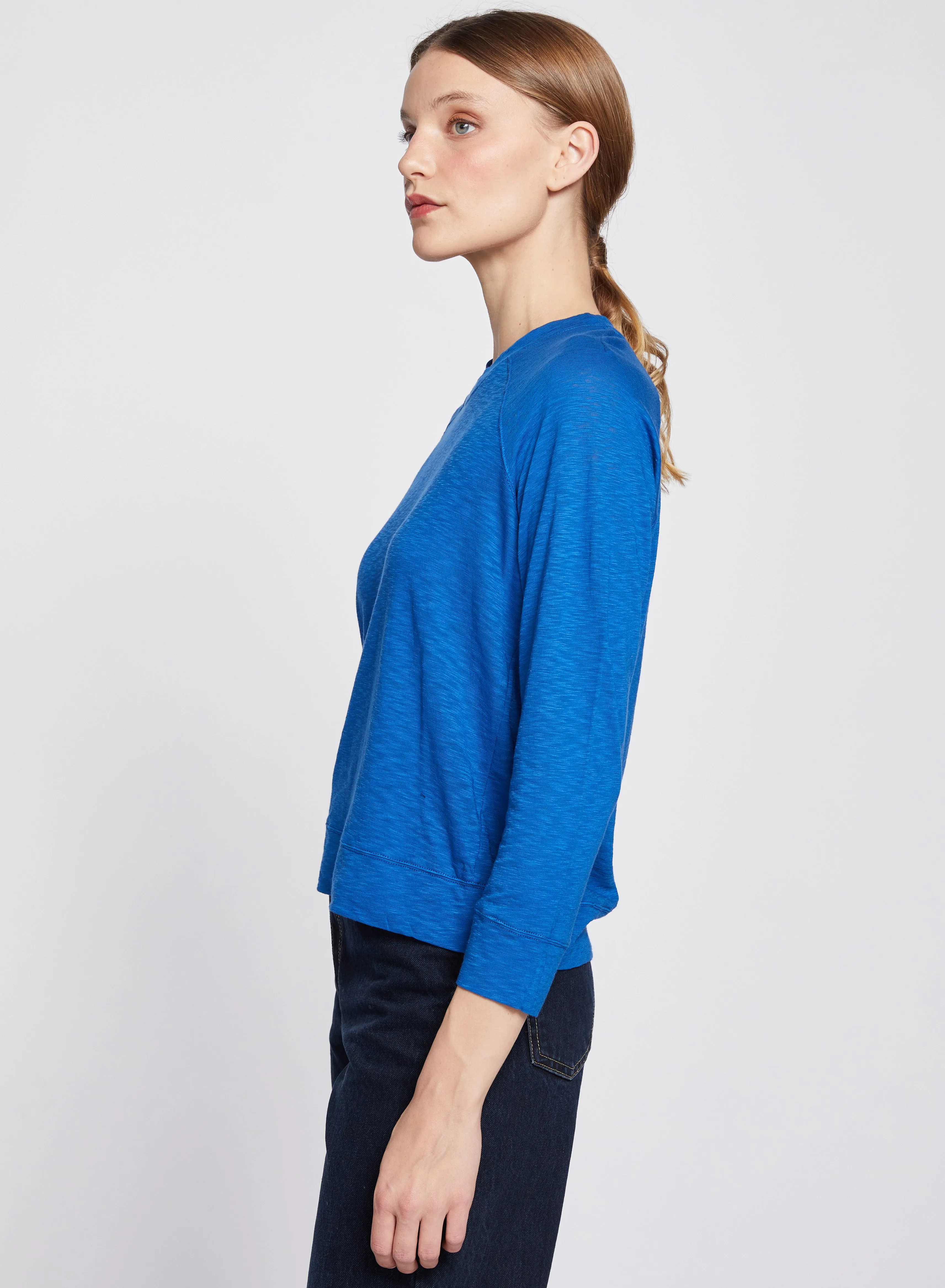 Supima Slub Sweatshirt Tee in True Blue sold by Stateside product image thumbnail 3