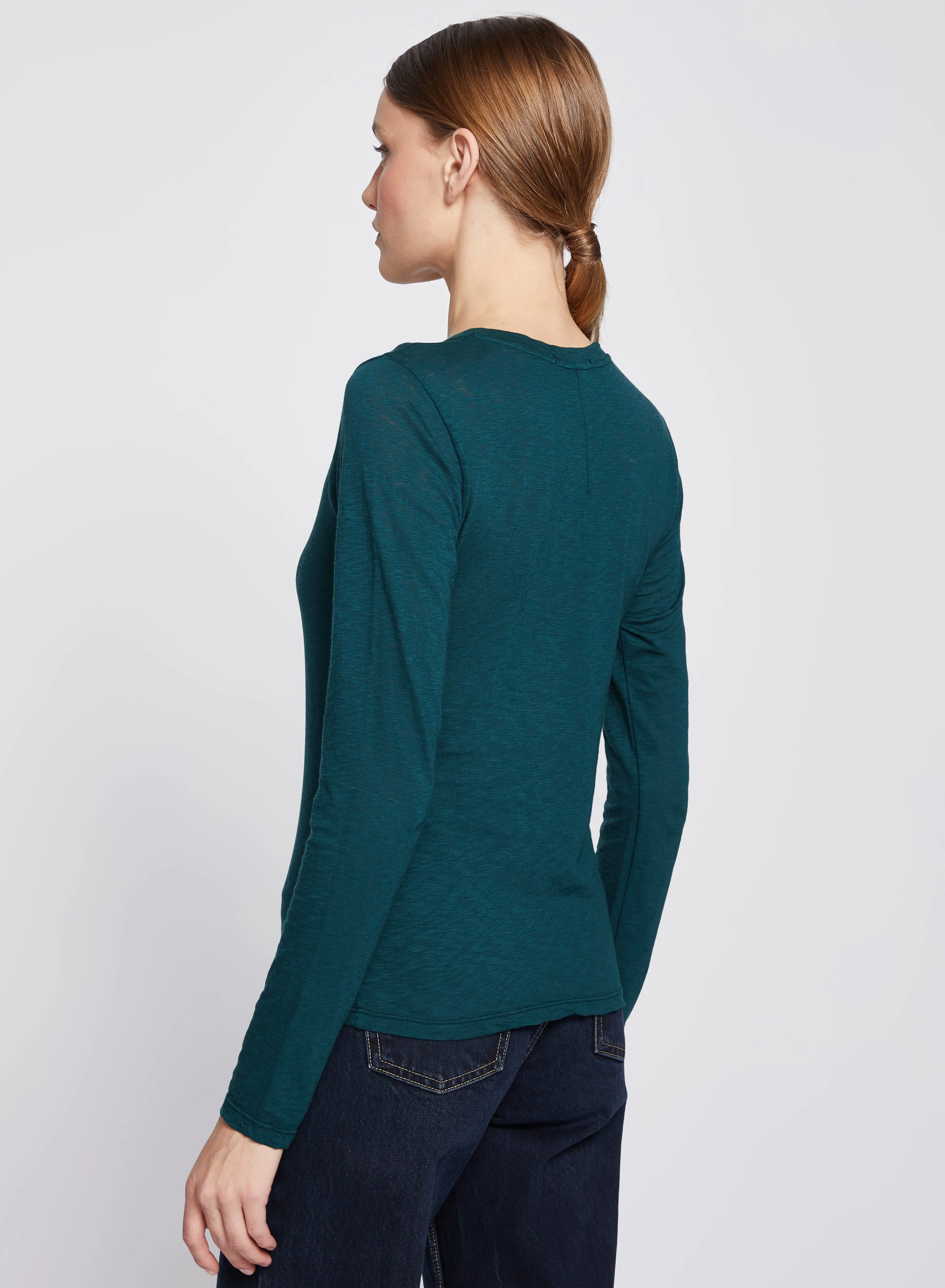 Supima Slub Long Sleeve Crew in Evergreen sold by Stateside product image thumbnail 3