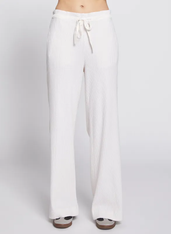 Luxe Thermal Ruched Waist Pant in Cream sold by Stateside