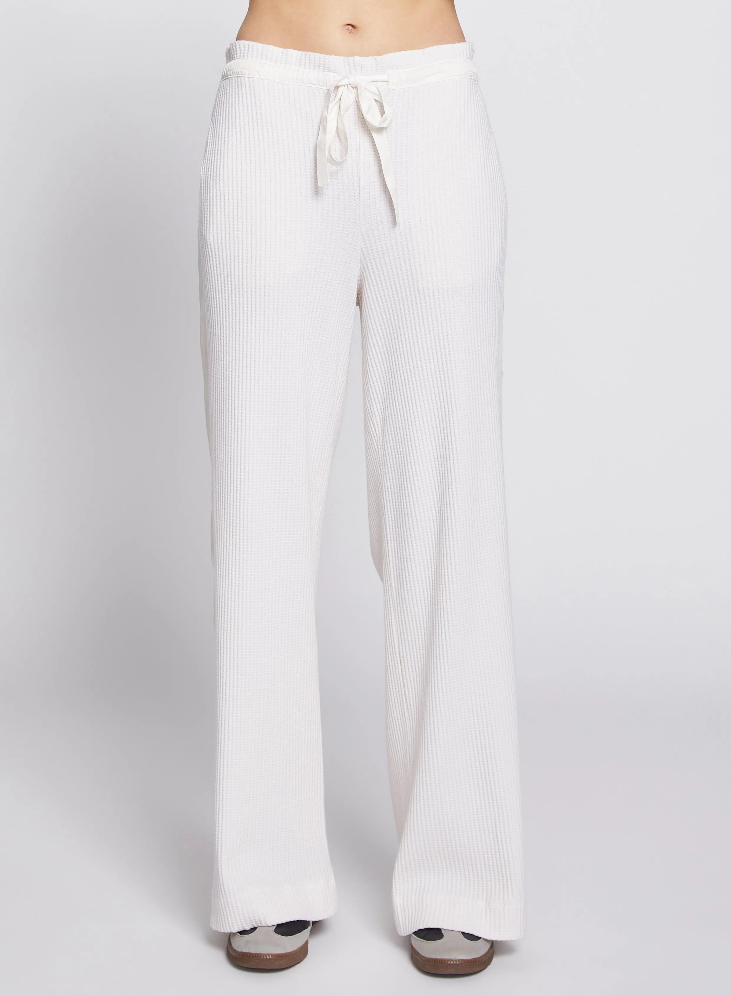 Luxe Thermal Ruched Waist Pant in Cream sold by Stateside