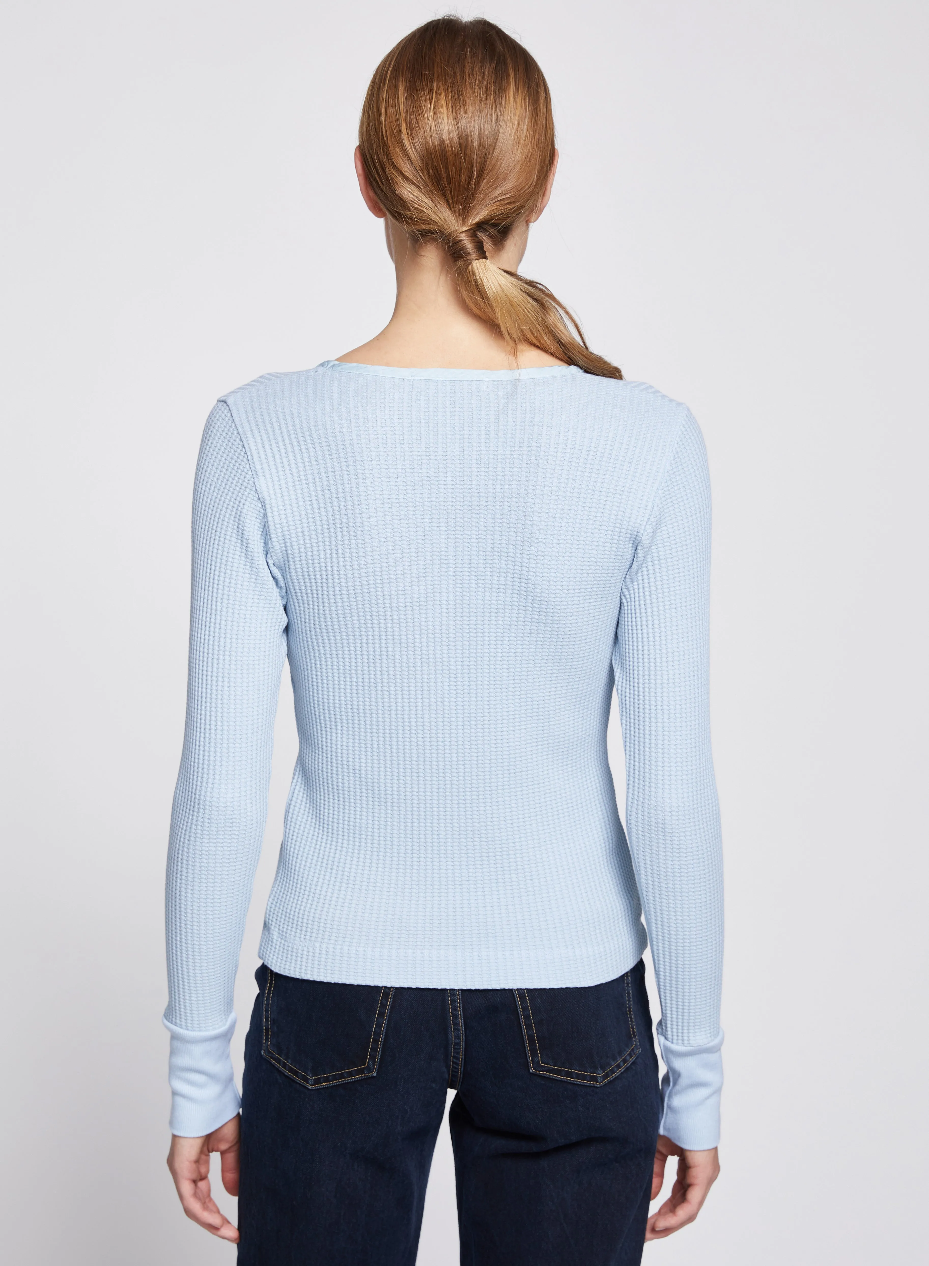 Luxe Thermal Deep Henley in Winter Sky sold by Stateside product image thumbnail 4