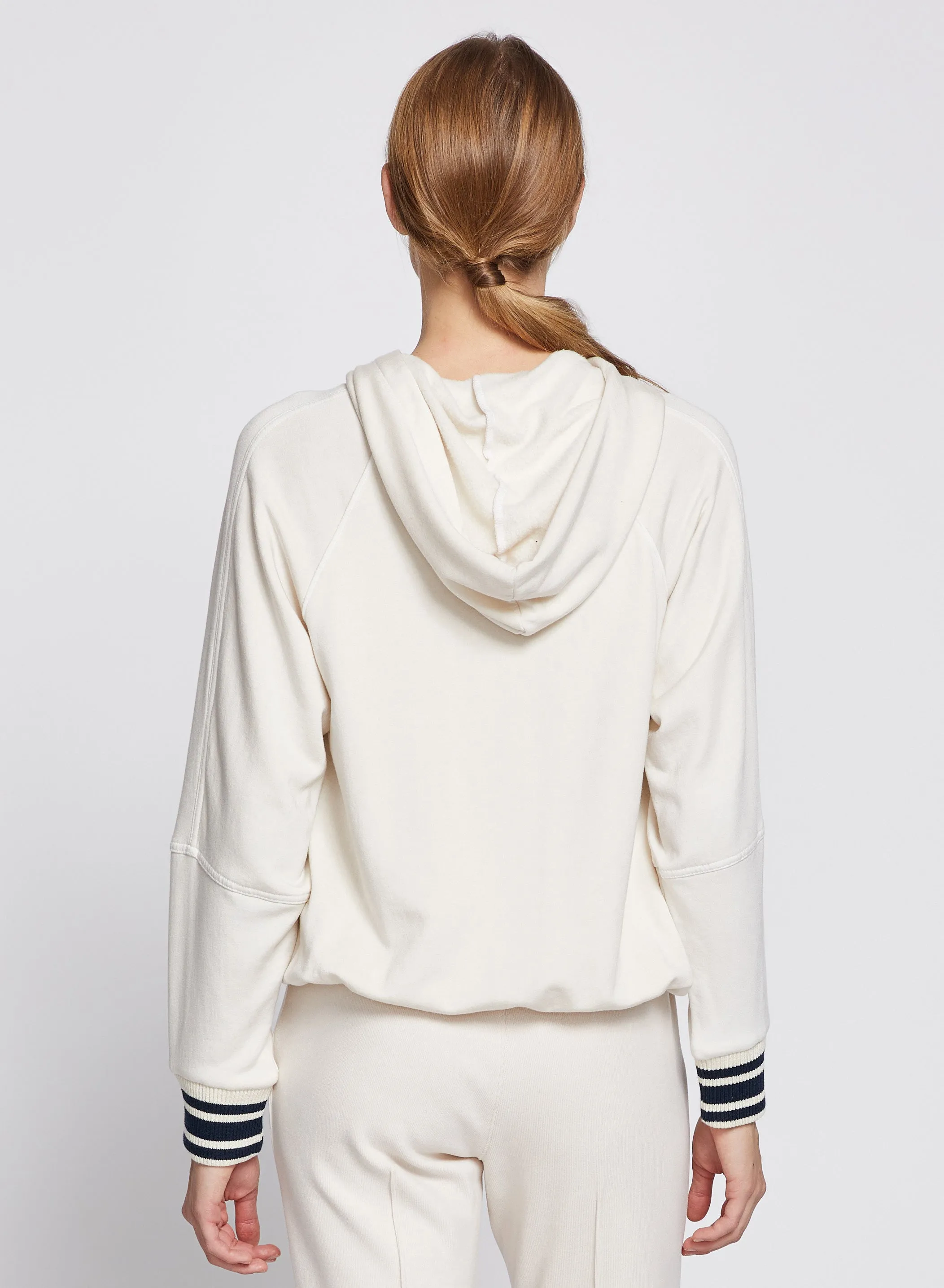 Softest Fleece Ribbed Zip Hoodie in Cream sold by Stateside product image thumbnail 4