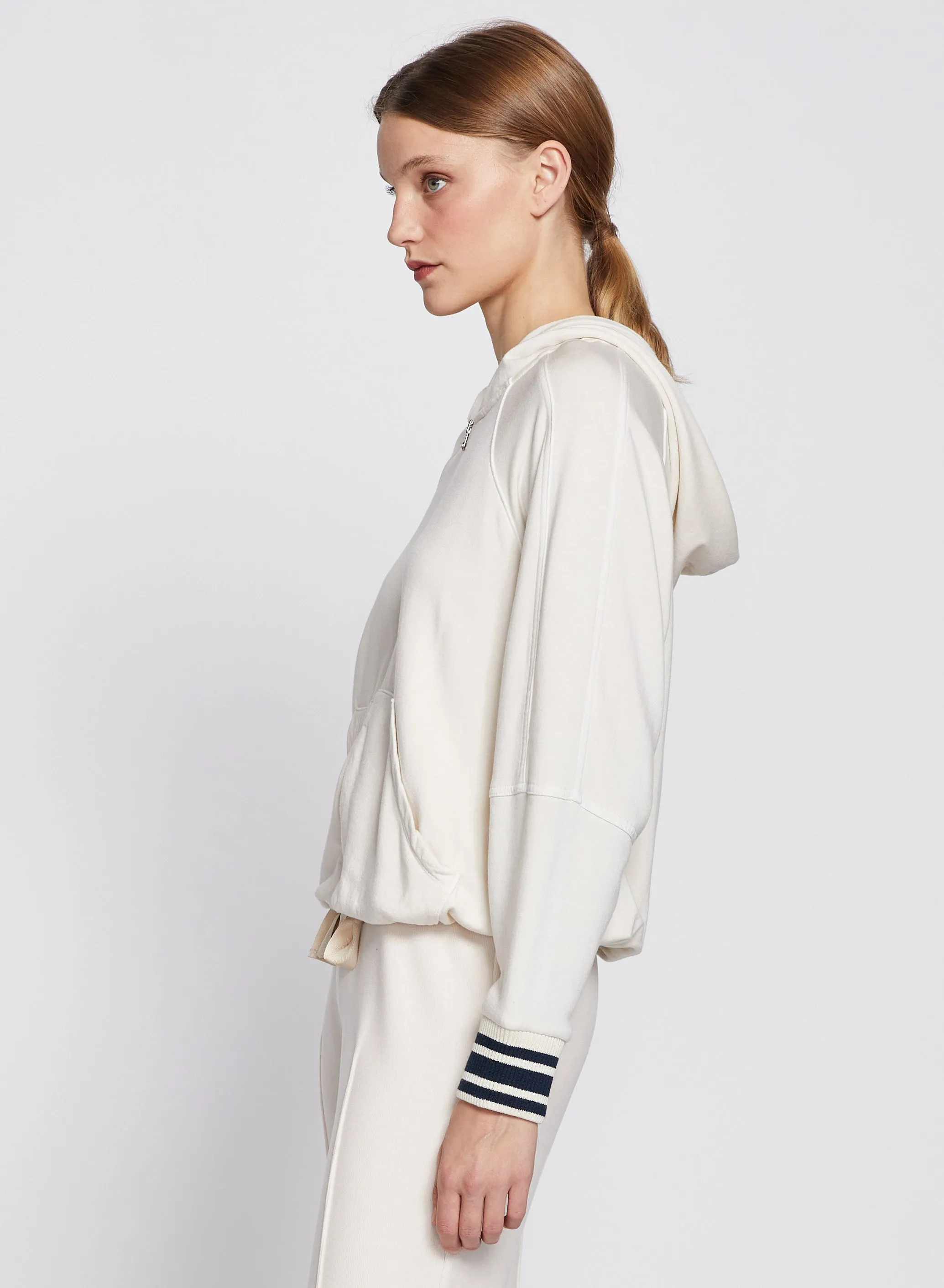 Softest Fleece Ribbed Zip Hoodie in Cream sold by Stateside product image thumbnail 3