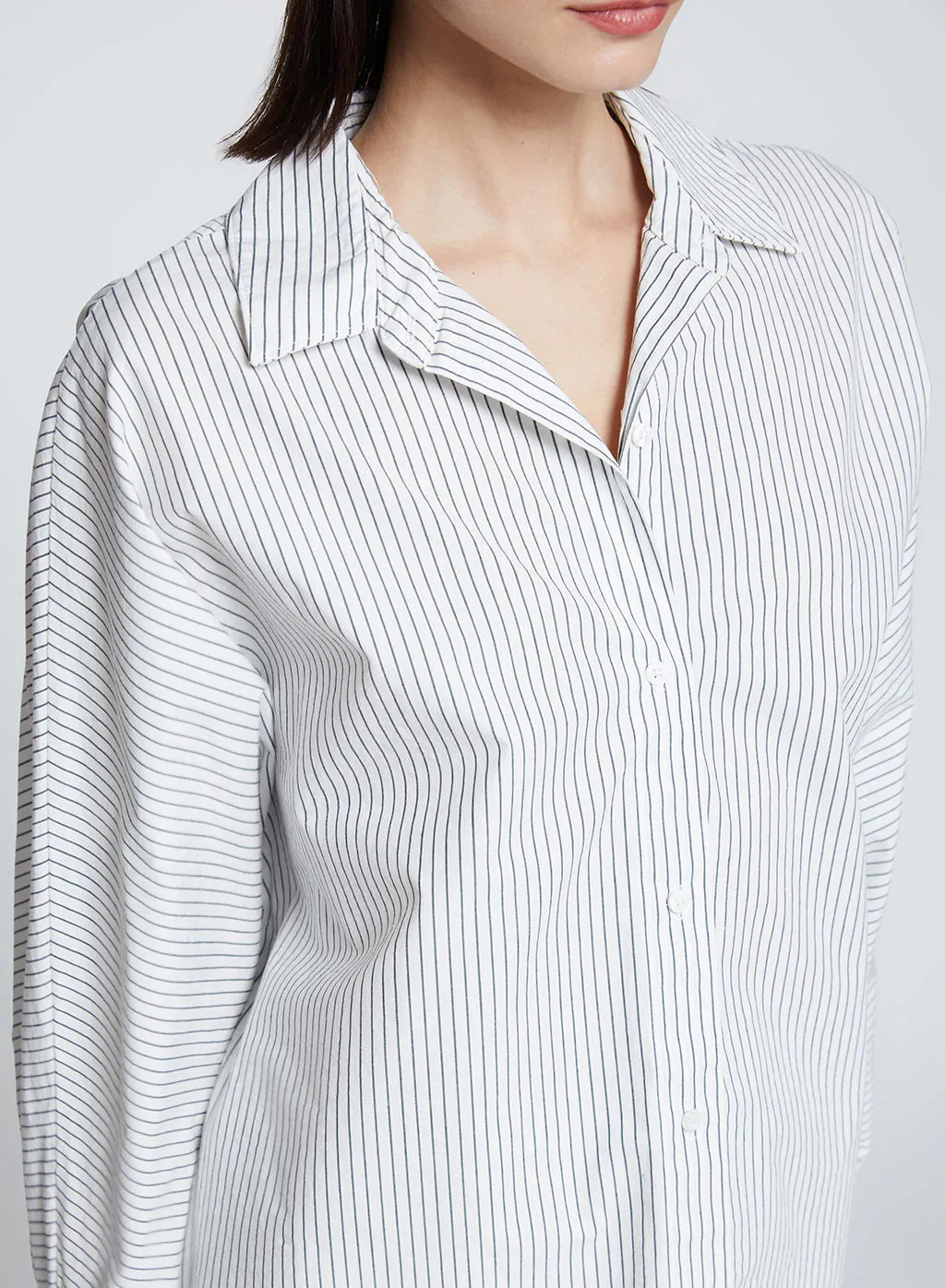 Elliott Poplin Stripe Dolman Shirt in Verde sold by Stateside product image thumbnail 2