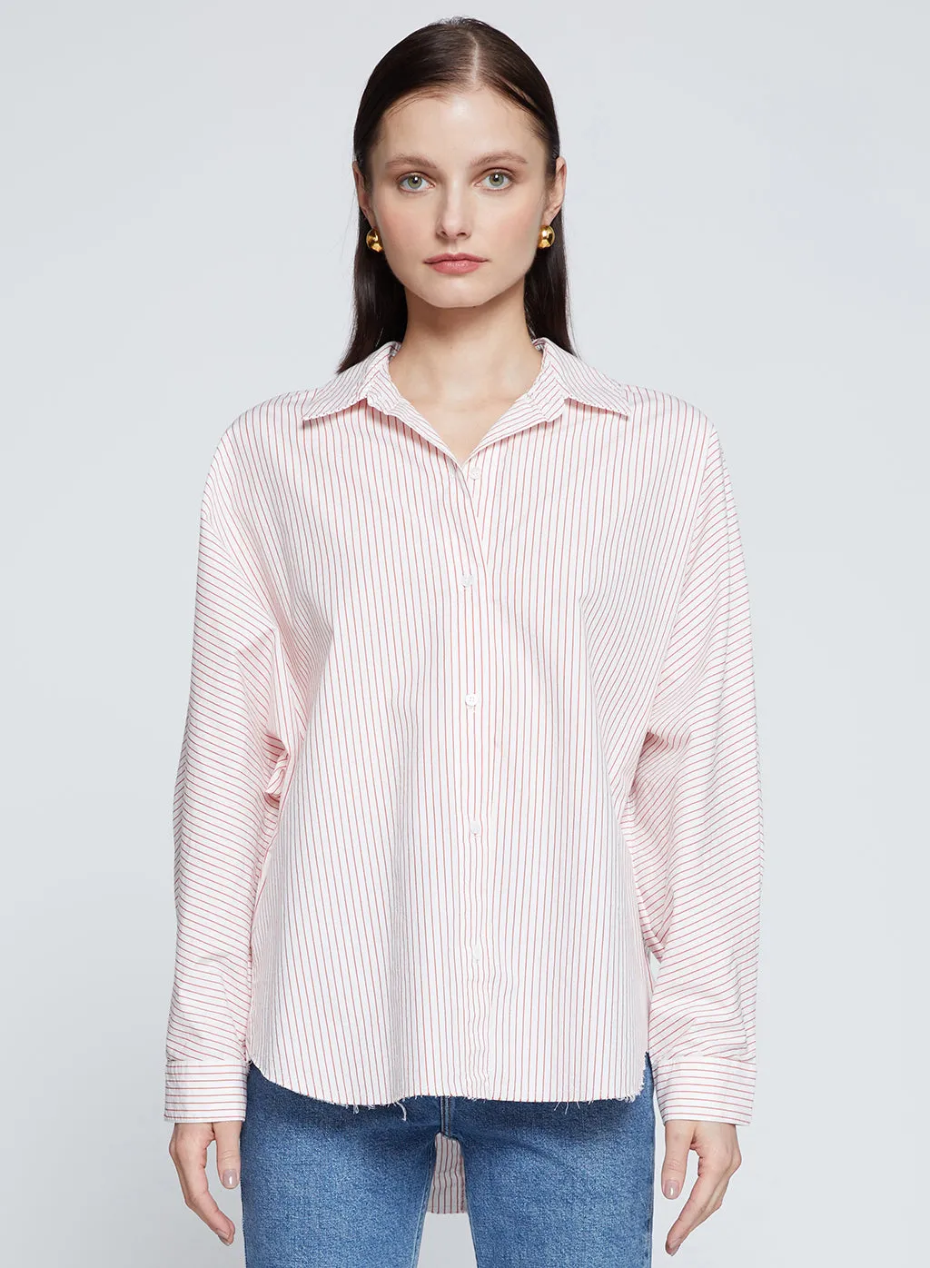 Elliott Poplin Stripe Dolman Shirt in Sumo sold by Stateside product image thumbnail 4