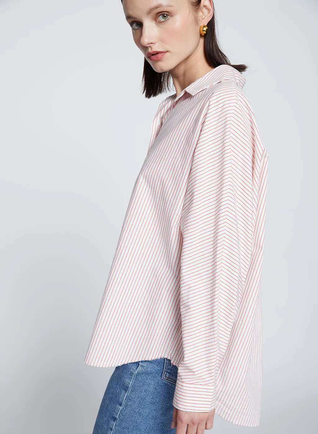 Elliott Poplin Stripe Dolman Shirt in Sumo sold by Stateside product image thumbnail 2