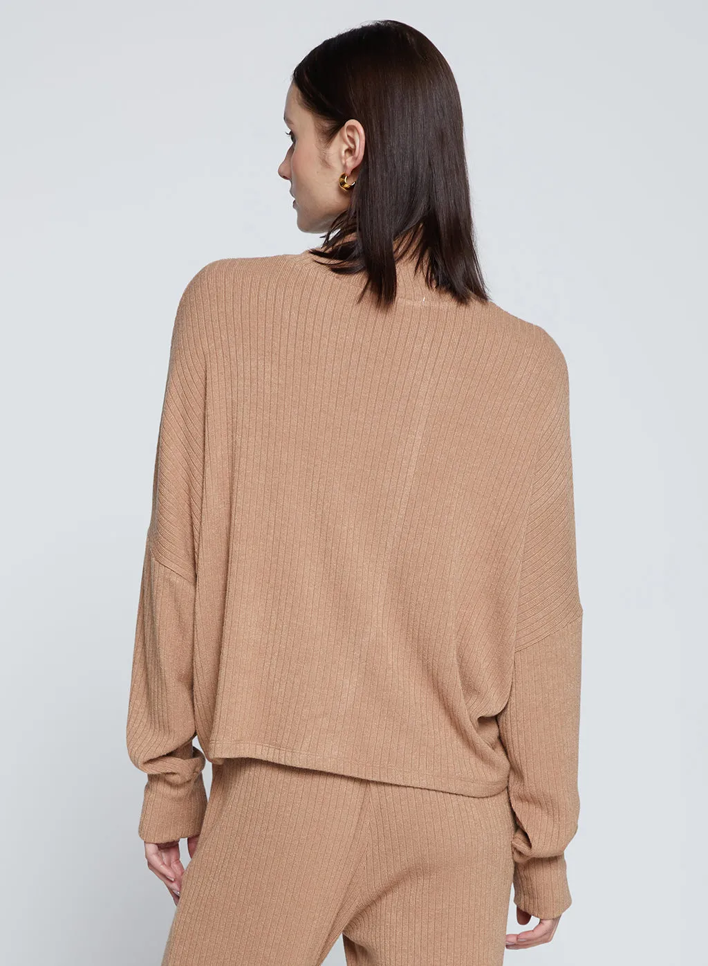 Rachel Chunky Rib Cropped Dolman Top in Toffee sold by Stateside product image thumbnail 3