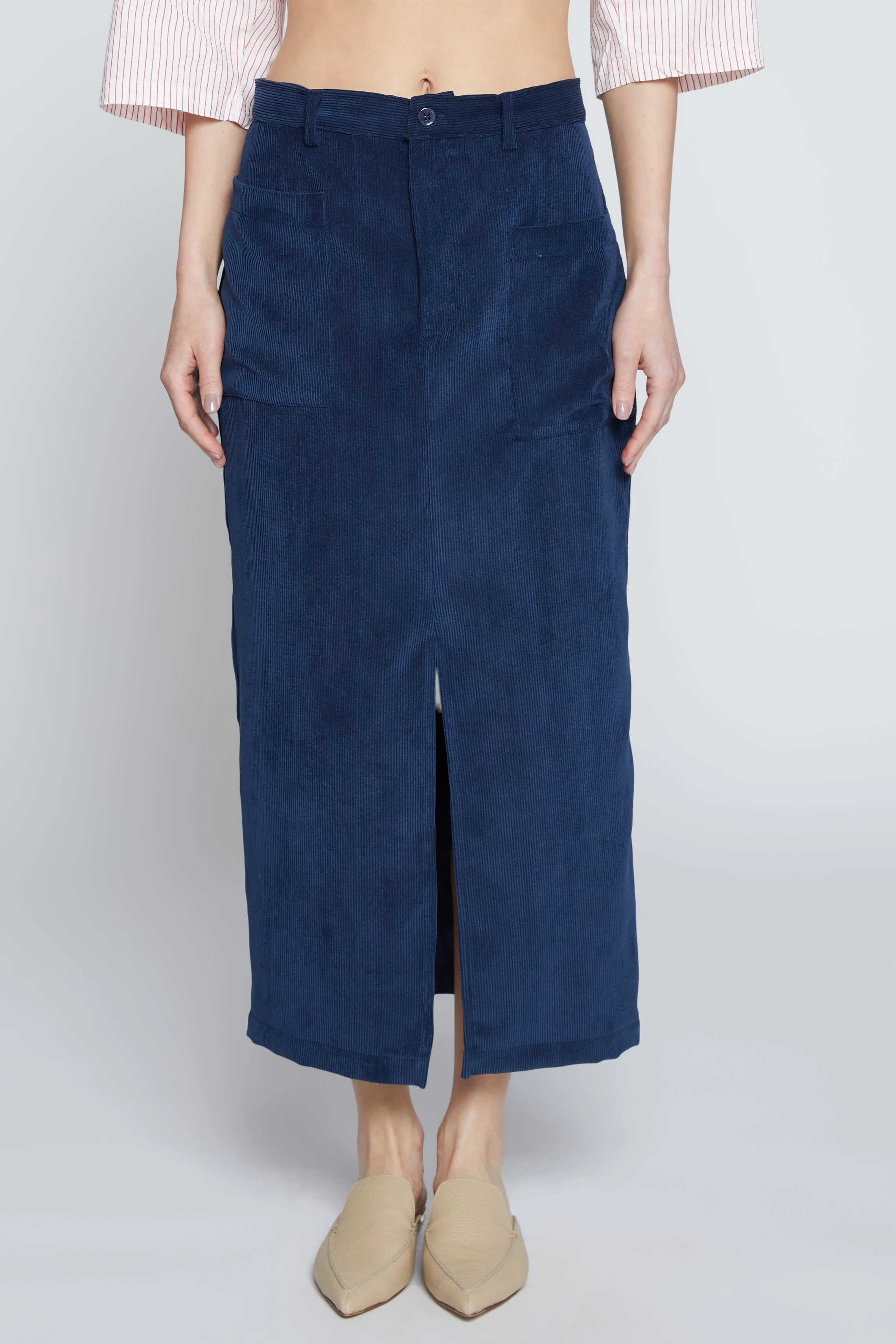 Schoolboy Cord Skirt in New Navy sold by Stateside product image thumbnail 3