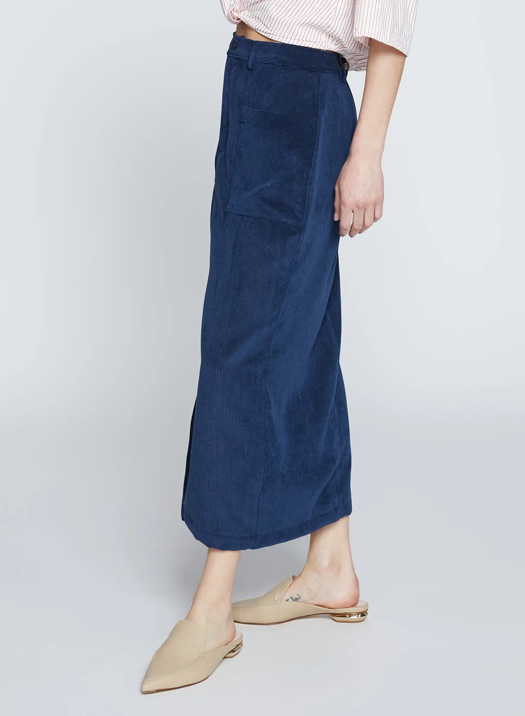 Schoolboy Cord Skirt in New Navy sold by Stateside product image thumbnail 2