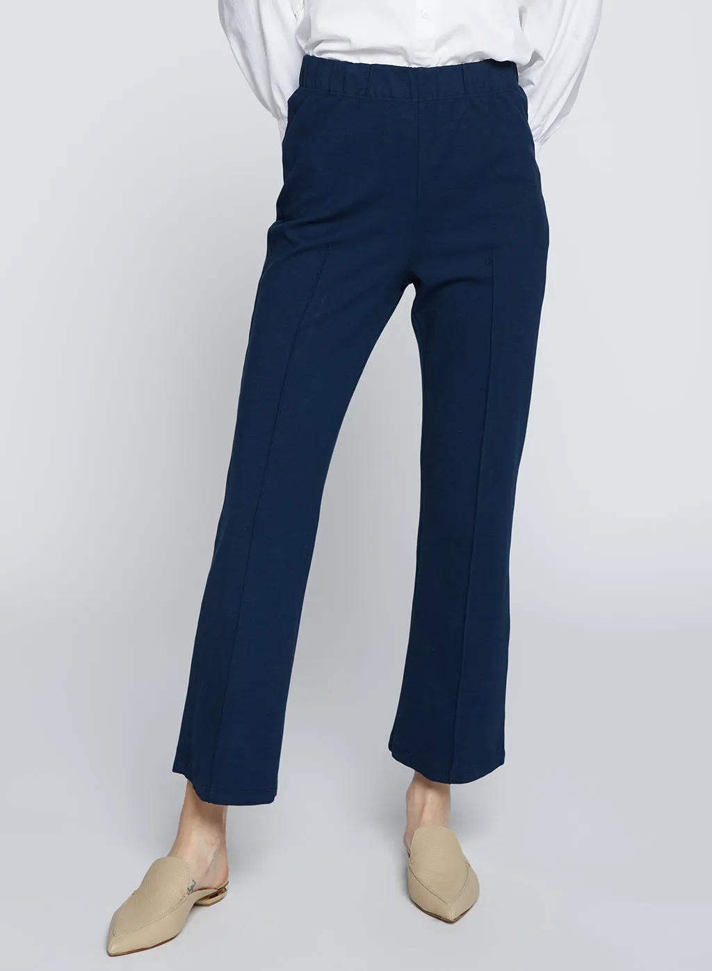 Ponte Cropped Kick Flare Pant in New Navy sold by Stateside product image thumbnail 2