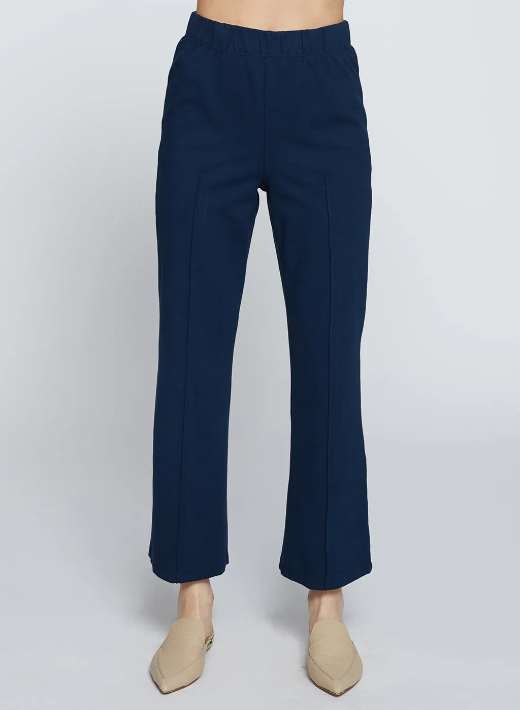 Ponte Cropped Kick Flare Pant in New Navy sold by Stateside product image thumbnail 5