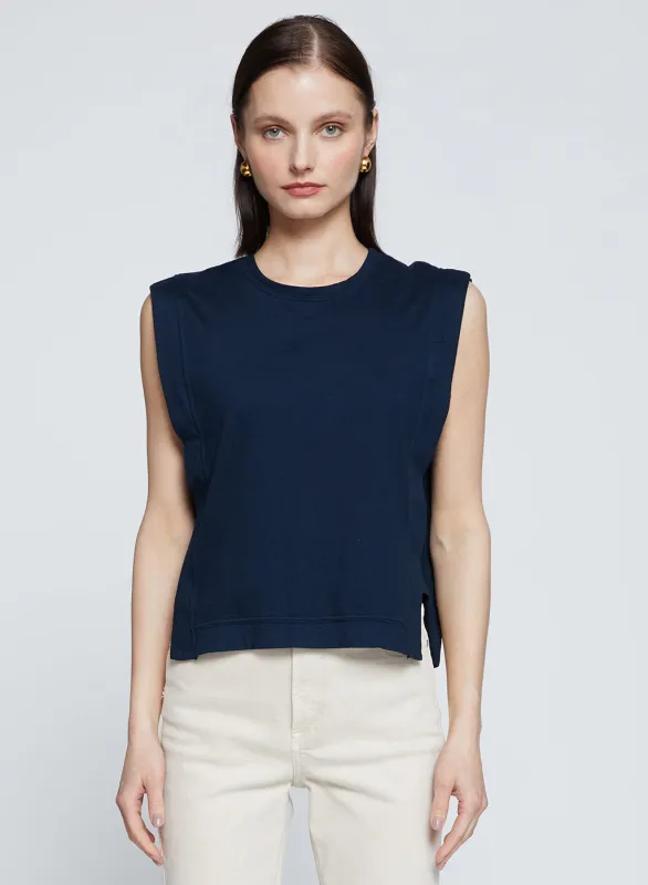 Cloud Jersey Boxy Muscle Tee in New Navy sold by Stateside