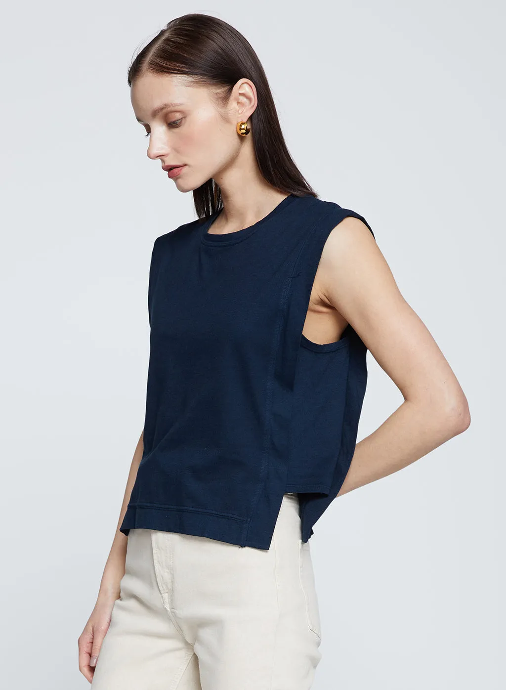 Cloud Jersey Boxy Muscle Tee in New Navy sold by Stateside product image thumbnail 4