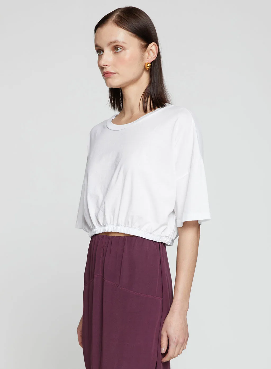 Cloud Jersey Cropped Elastic Hem Top in White sold by Stateside product image thumbnail 2