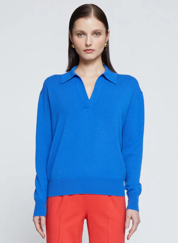 Johnny Collar Sweater in Club Blue sold by Stateside