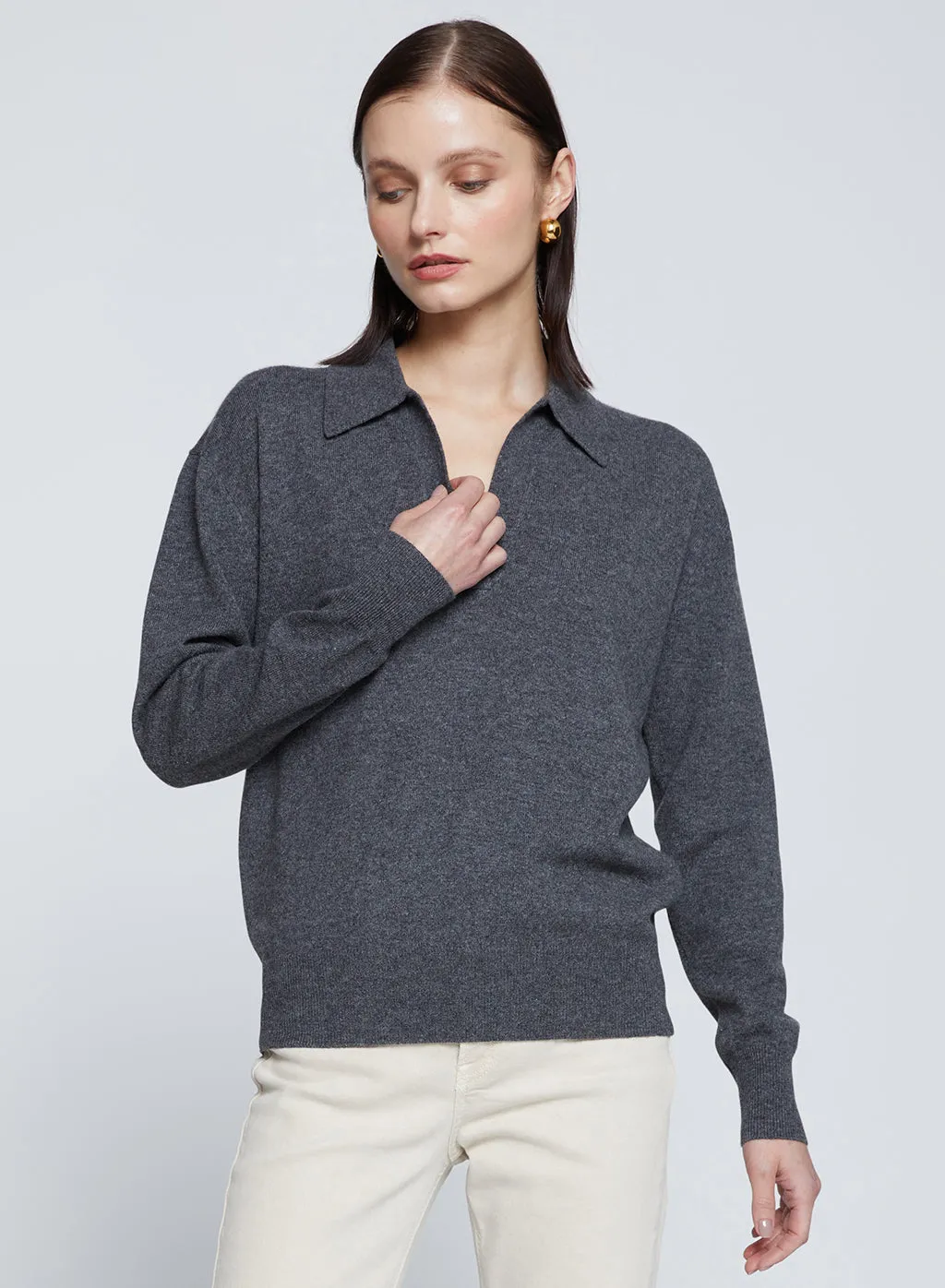 Johnny Collar Sweater in Charcoal sold by Stateside product image thumbnail 5
