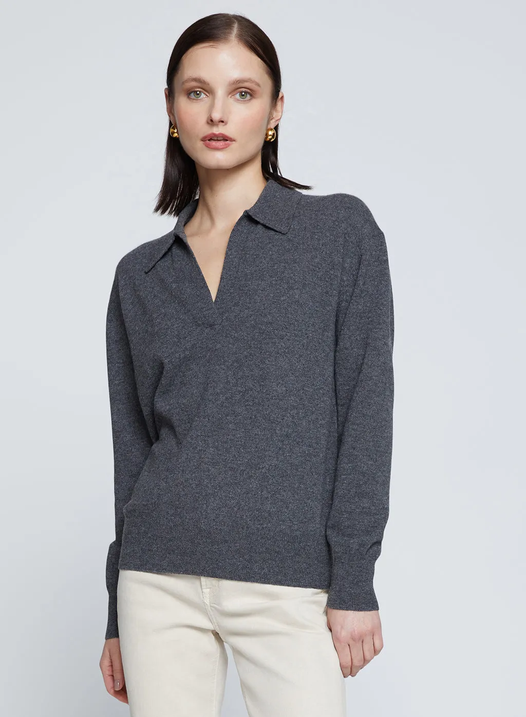 Johnny Collar Sweater in Charcoal sold by Stateside product image thumbnail 2