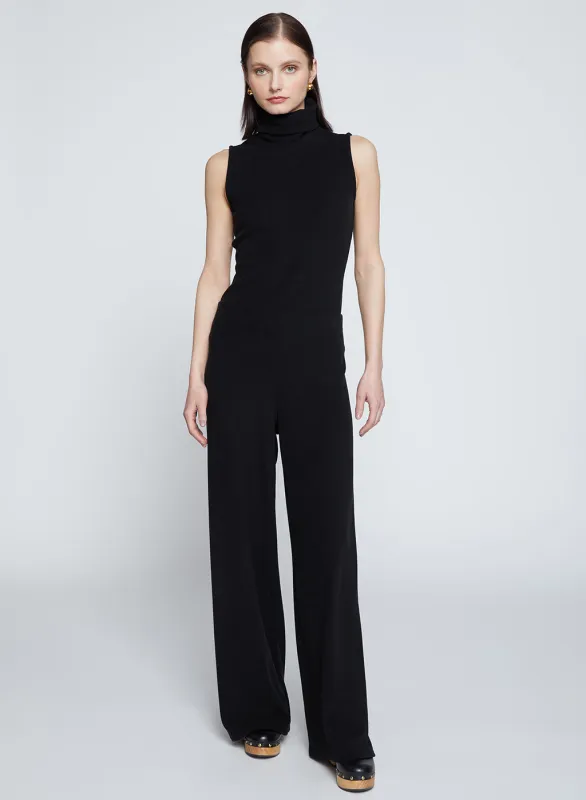 Honeyluxe Flatback Rib Pant in Black made by Stateside