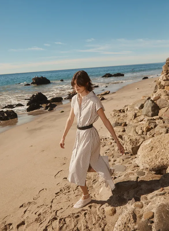 80's Poplin Stripe Shirt Dress in Twig sold by Stateside