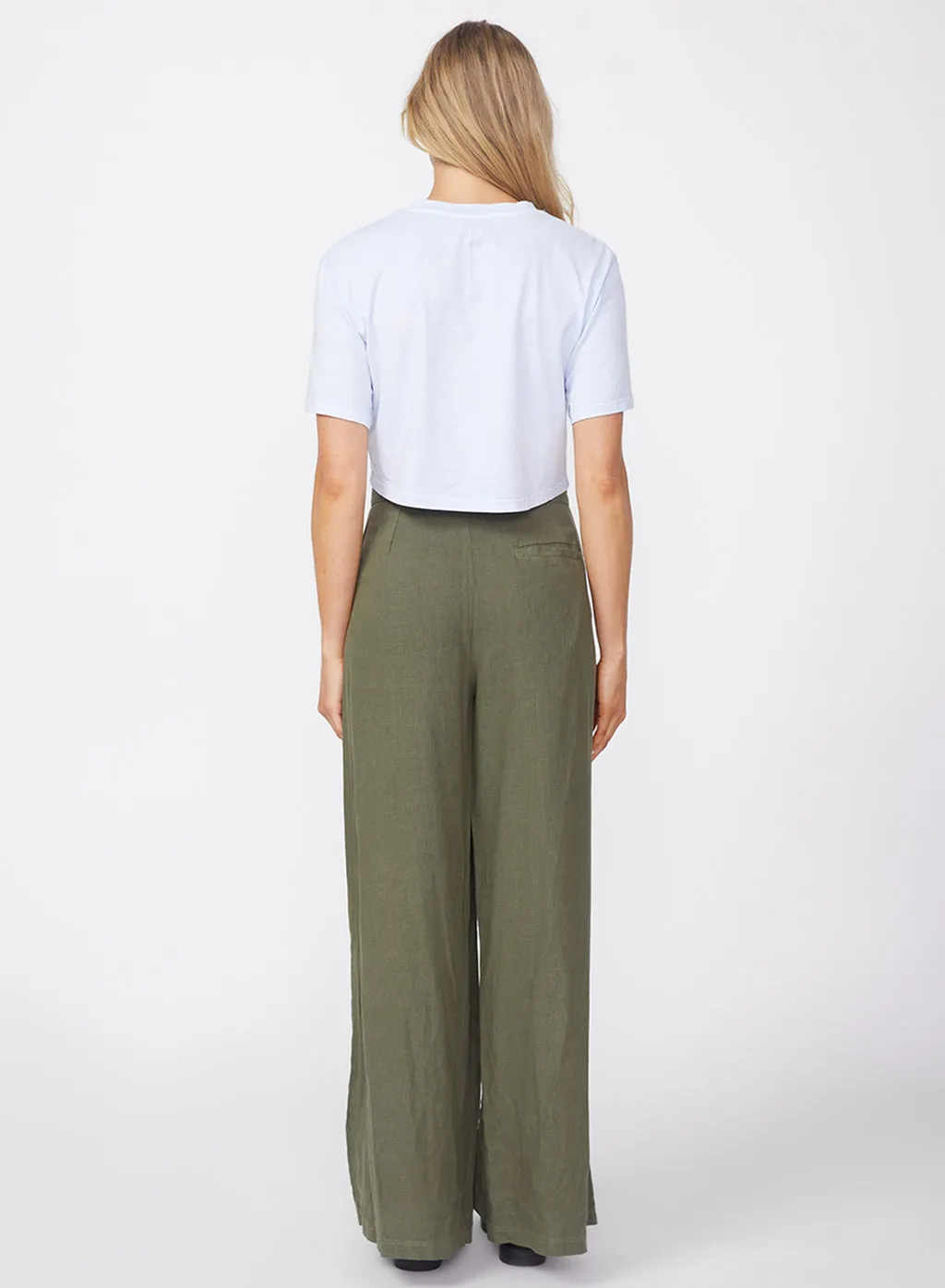 Linen Wide Leg Trouser in Fern sold by Stateside product image thumbnail 3
