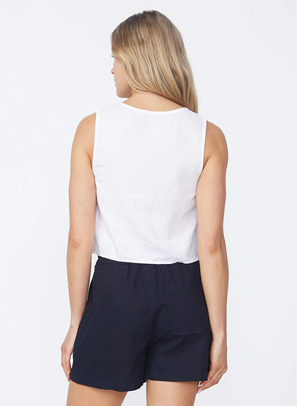 Linen Double Tie Front Vest in White sold by Stateside product image thumbnail 5