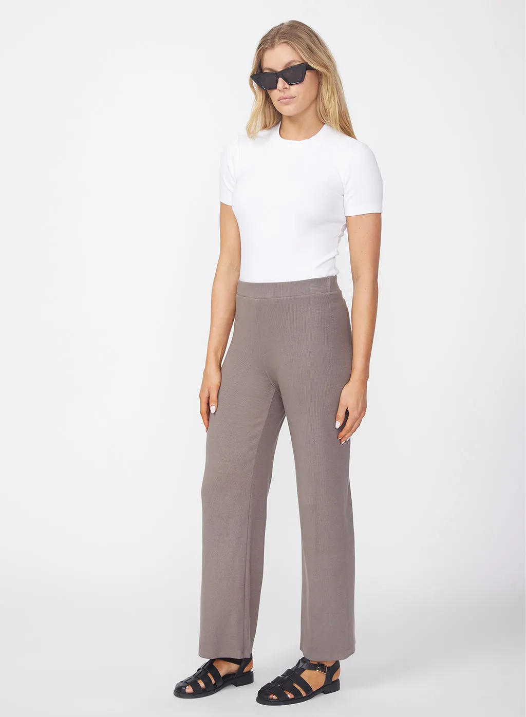 Luxe 2x1 Rib Cropped Pant in Twig sold by Stateside product image thumbnail 3