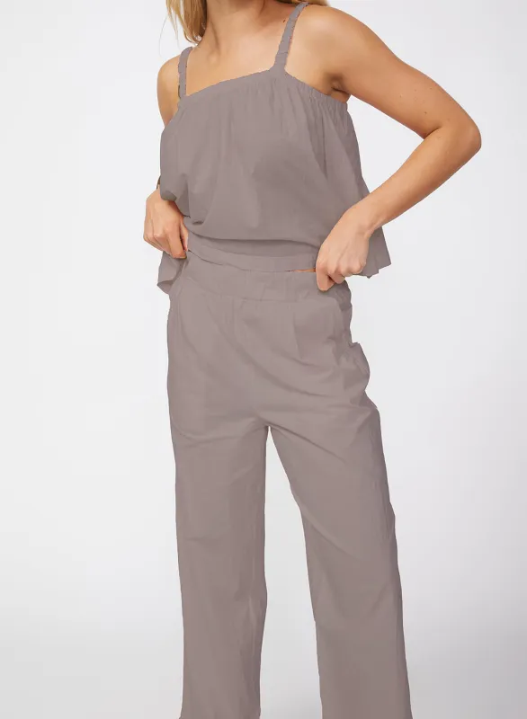 Voile Wide Leg Trouser in Twig sold by Stateside