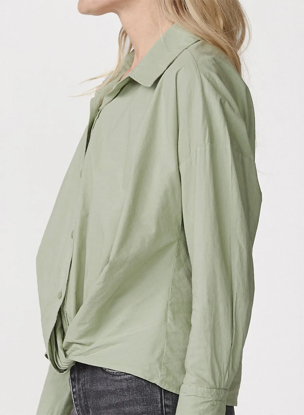 Voile Long Sleeve Front Twist Shirt in Fern sold by Stateside product image thumbnail 4