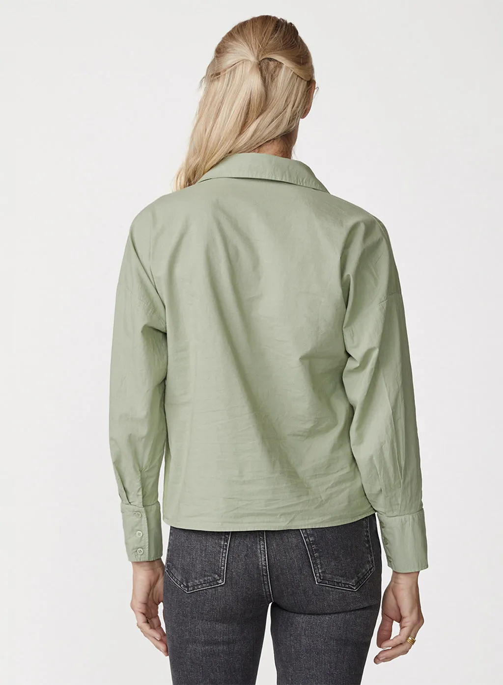 Voile Long Sleeve Front Twist Shirt in Fern sold by Stateside product image thumbnail 3