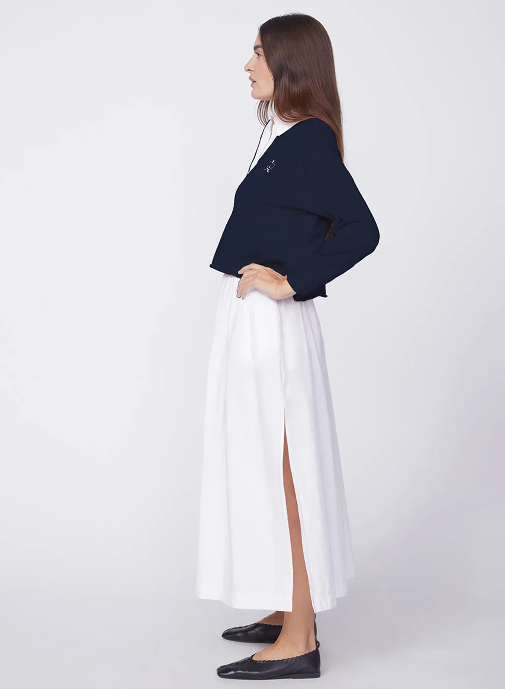 Heavy Ribbed Jersey Graphic Cropped Polo in New Navy sold by Stateside product image thumbnail 4