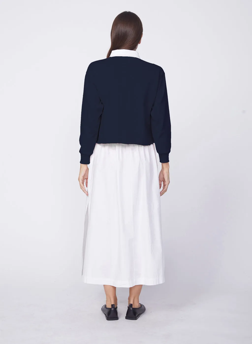 Heavy Ribbed Jersey Graphic Cropped Polo in New Navy sold by Stateside product image thumbnail 5