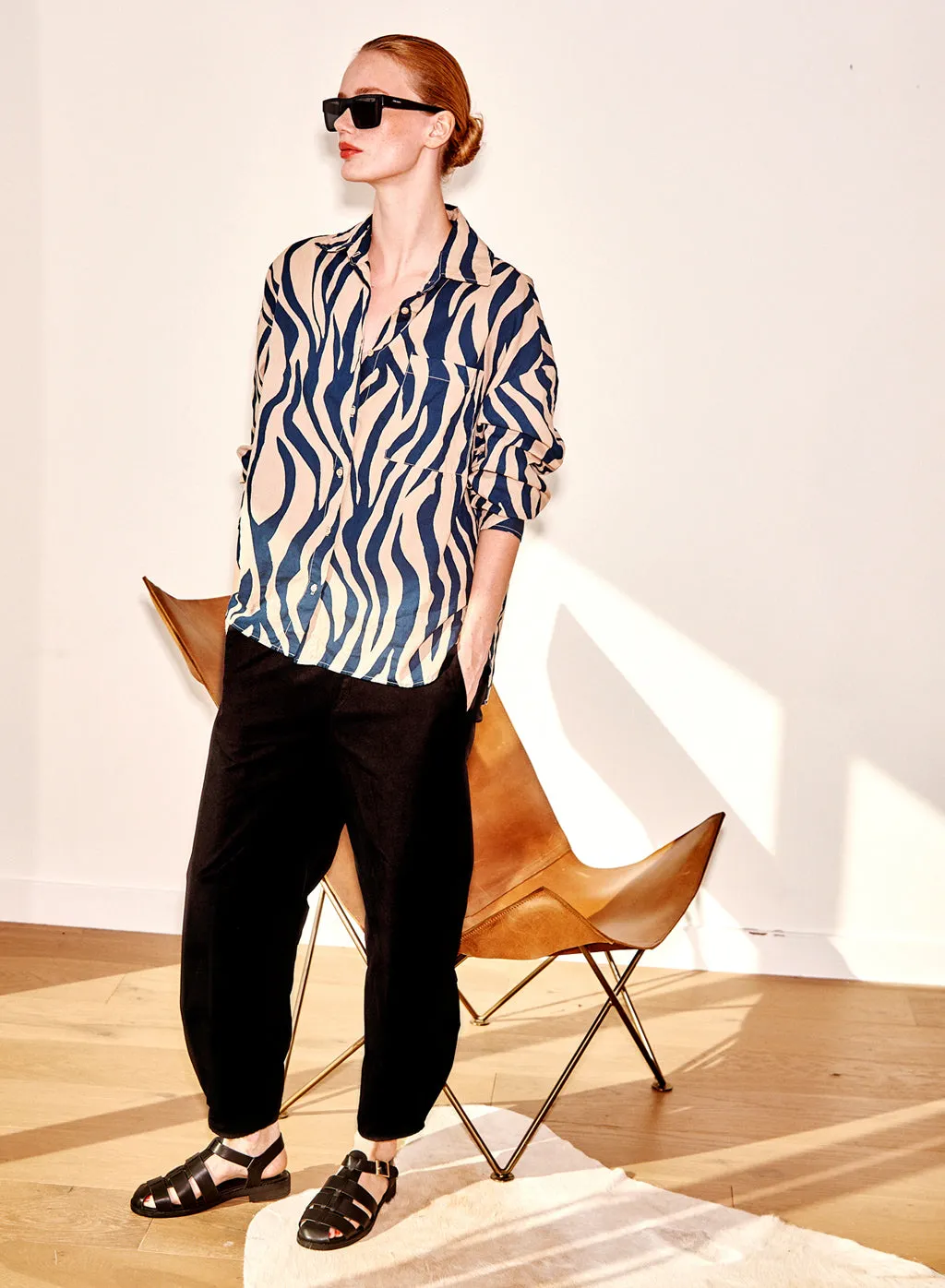 Zebra Voile Oversized Shirt in Almond sold by Stateside product image thumbnail 2