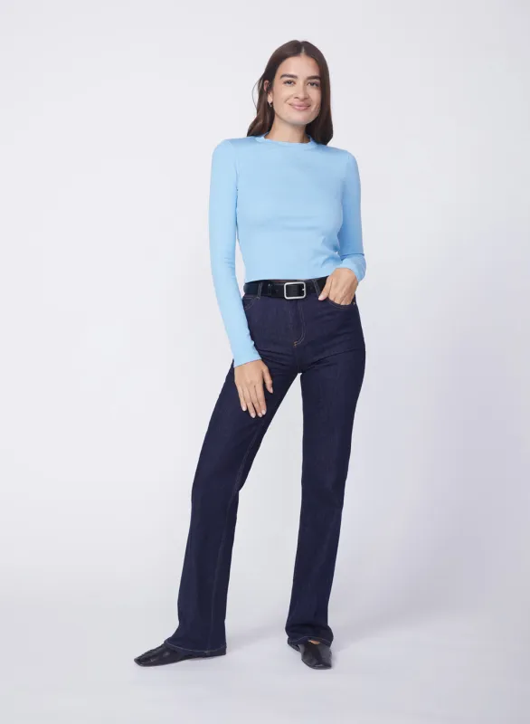 2X1 Rib Long Sleeve Scoop Top in Olympic Blue sold by Stateside